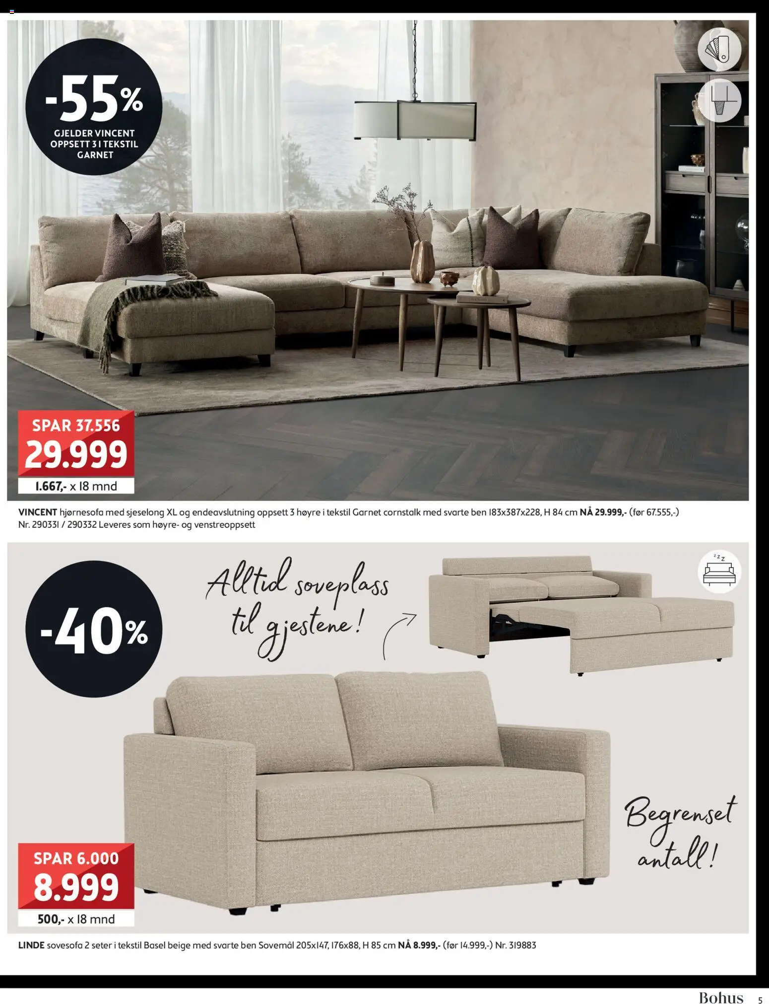 {H1} | Side: 5 | Produkter: Sovesofa, Суміш дитяча, Sjeselong