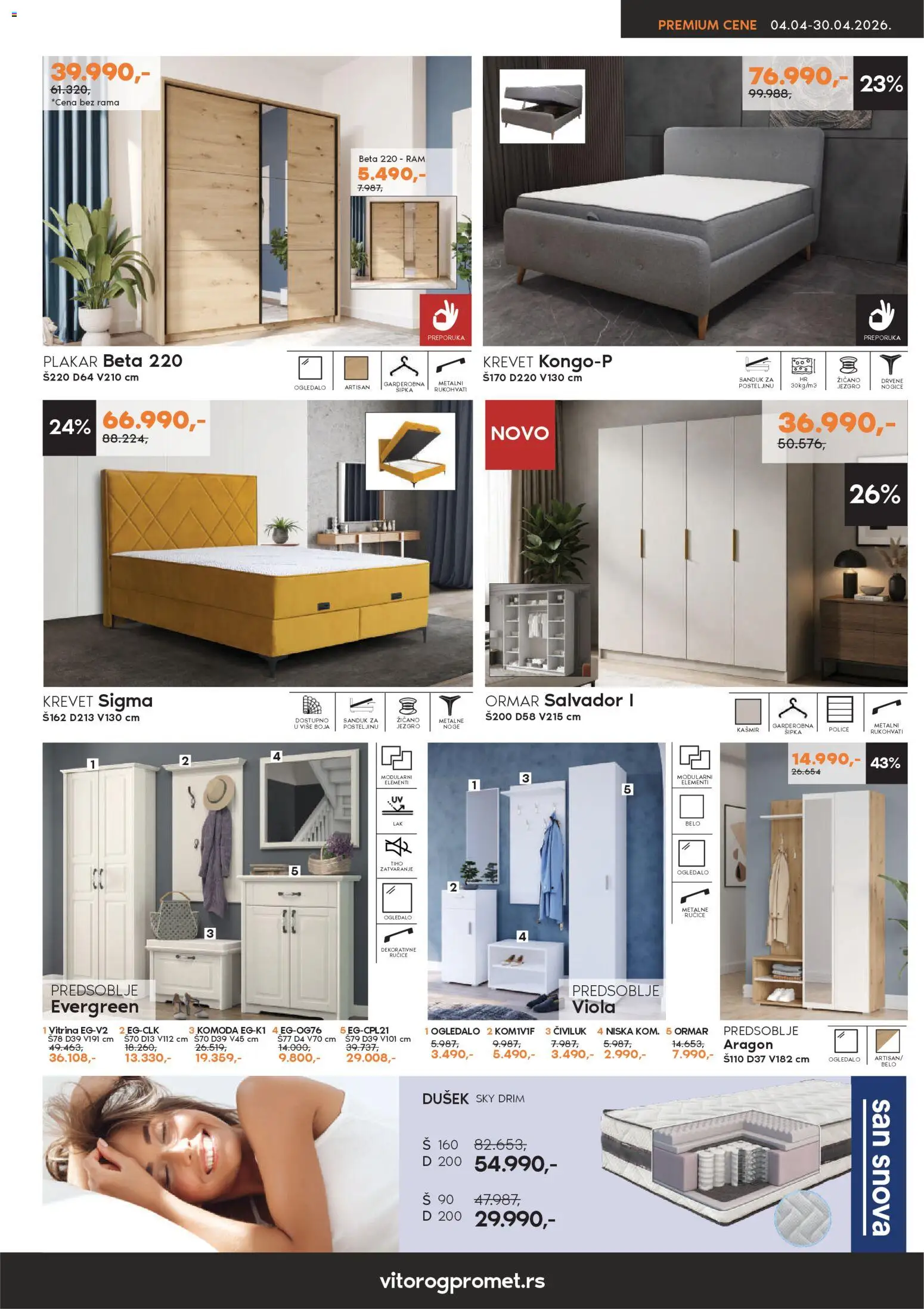 Vitorog katalog - važi od 04.04.2026 | Strana: 7 | Proizvode: Dušek, Ormar, Ogledalo, Civiluk