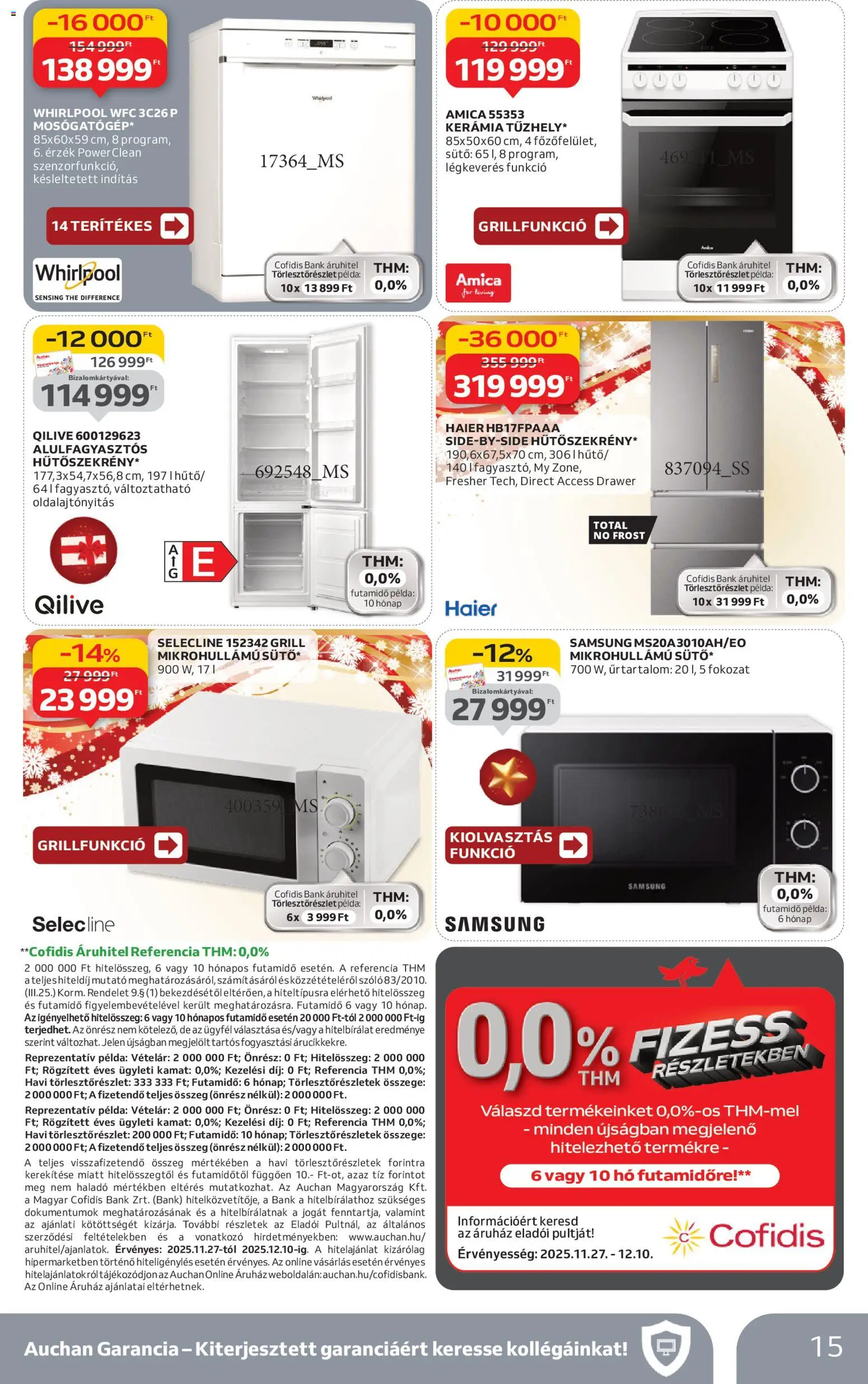 Auchan akciós ujság - amely érvényes a következő dátumtól: 27.11.2025 | Oldal: 15 | Termékek: Szőlő, Sütő, Grill, Samsung