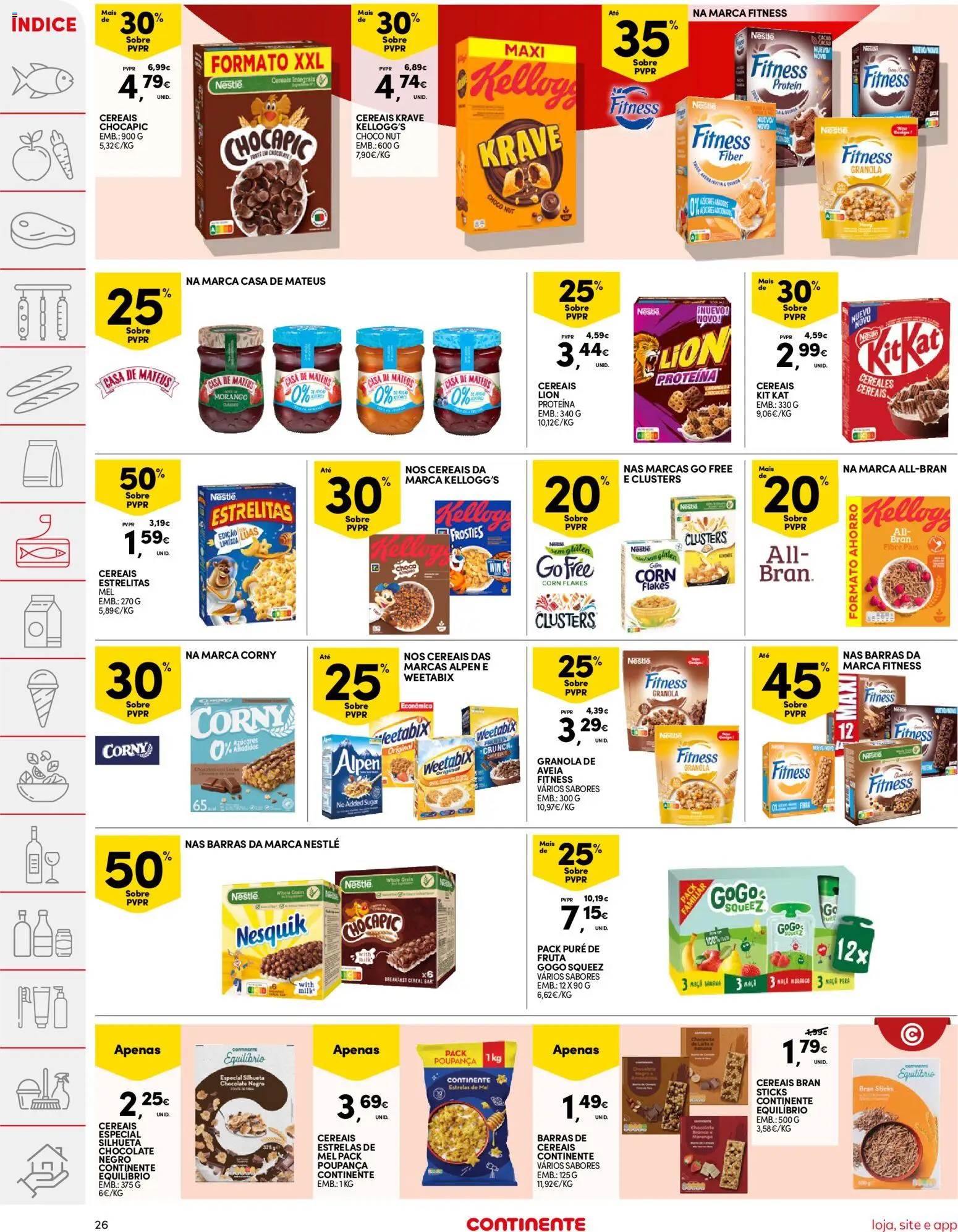 Continente folheto │ válido de 21.04.2026 | Página: 26 | Produtos: Aveia, Barras de cereais, Nestlé, Proteina