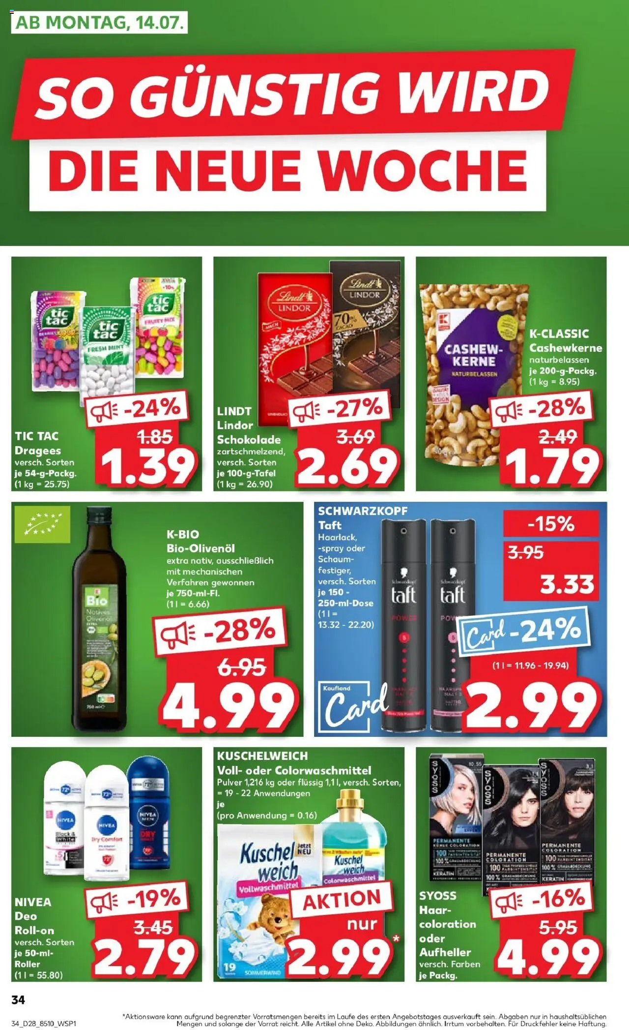 Kaufland prospekt Frankenthal	 - gültig ab dem 13.07.2025 | Seite: 1 | Produkte: Kuschelweich, Aufheller, Deodorant, Lindt