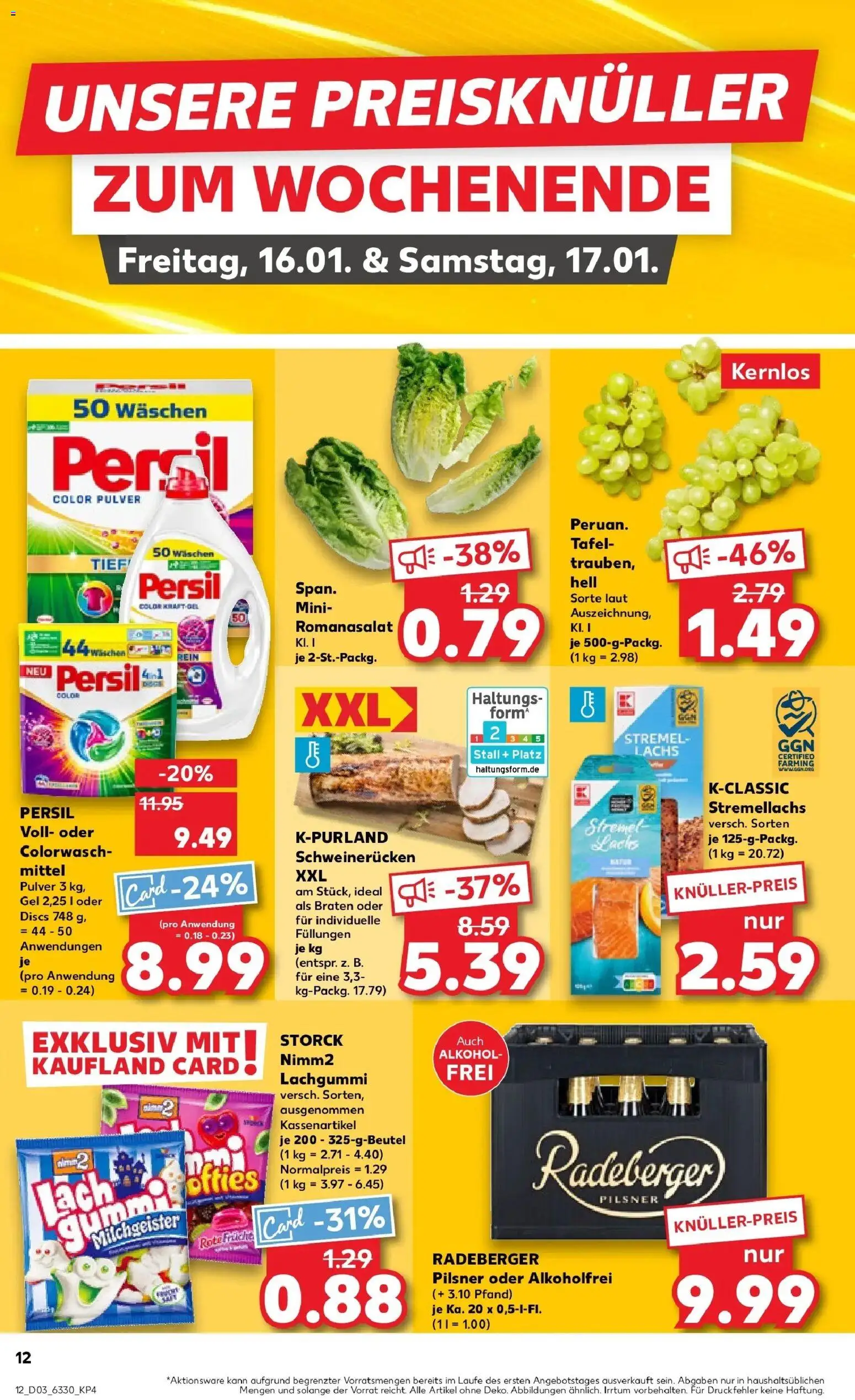 Kaufland prospekt Garbsen	 – gültig ab 15.01.2026 | Seite: 12 | Produkte: Lachs, Schweinerucken, Radeberger pilsner, Persil