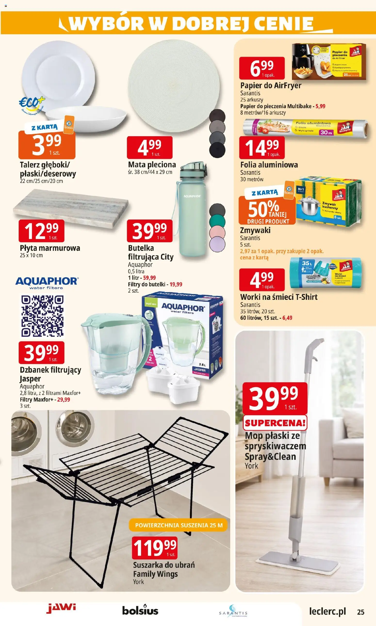 E.Leclerc Gazetka - Elbląg od 13.01.2026 | Strona: 25 | Produkty: Dzbanek, Suszarka, Papier do pieczenia, Dzbanek filtrujący