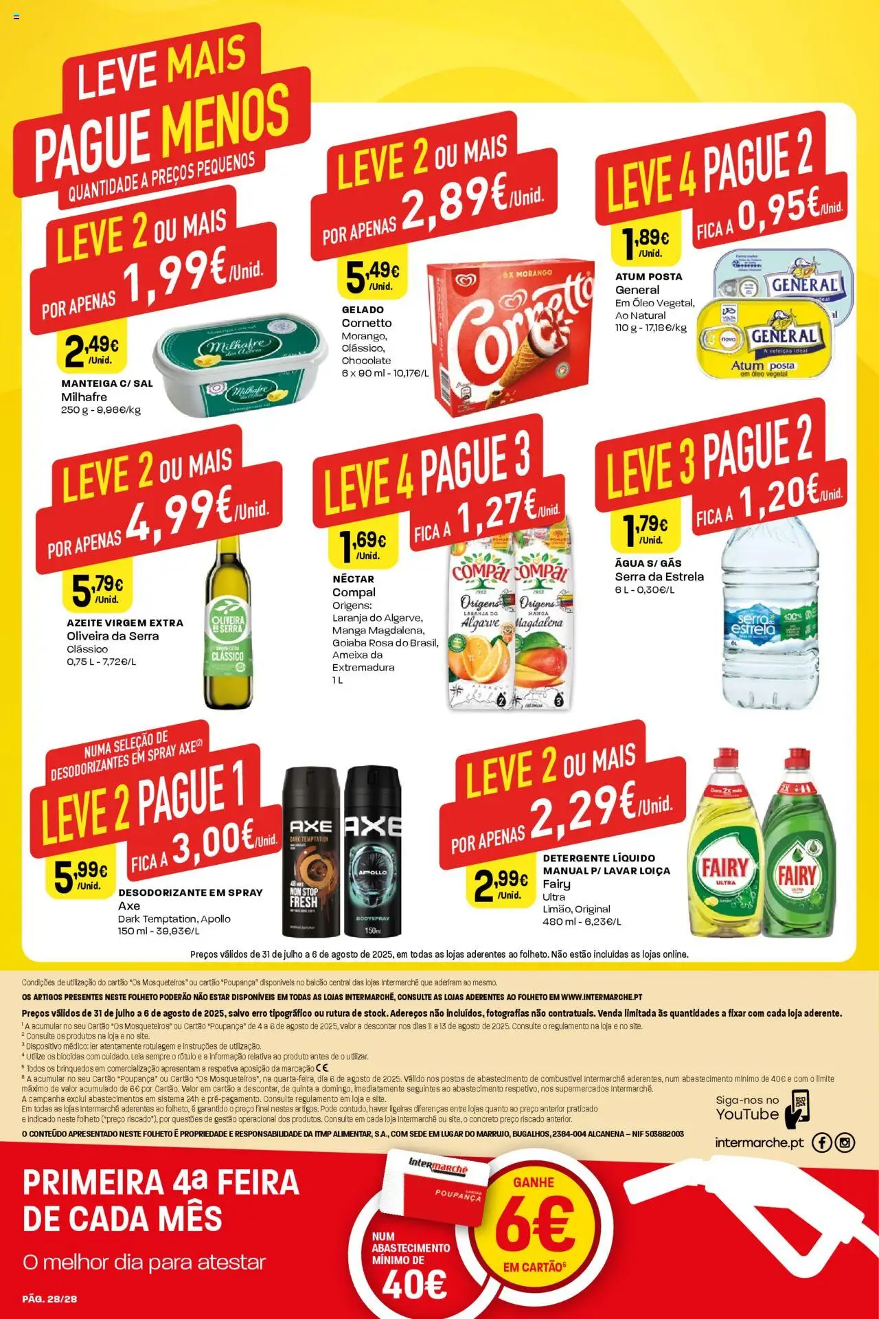 Intermarché folheto │ válido de 31.07.2025 | Página: 28 | Produtos: Atum, Detergente, Sal, Óleo