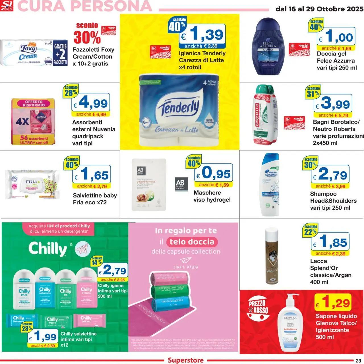 Volantino Sì con Te del 16.10.2025 | Pagina: 23 | Prodotti: Sapone, Intimo, Bagno, Doccia