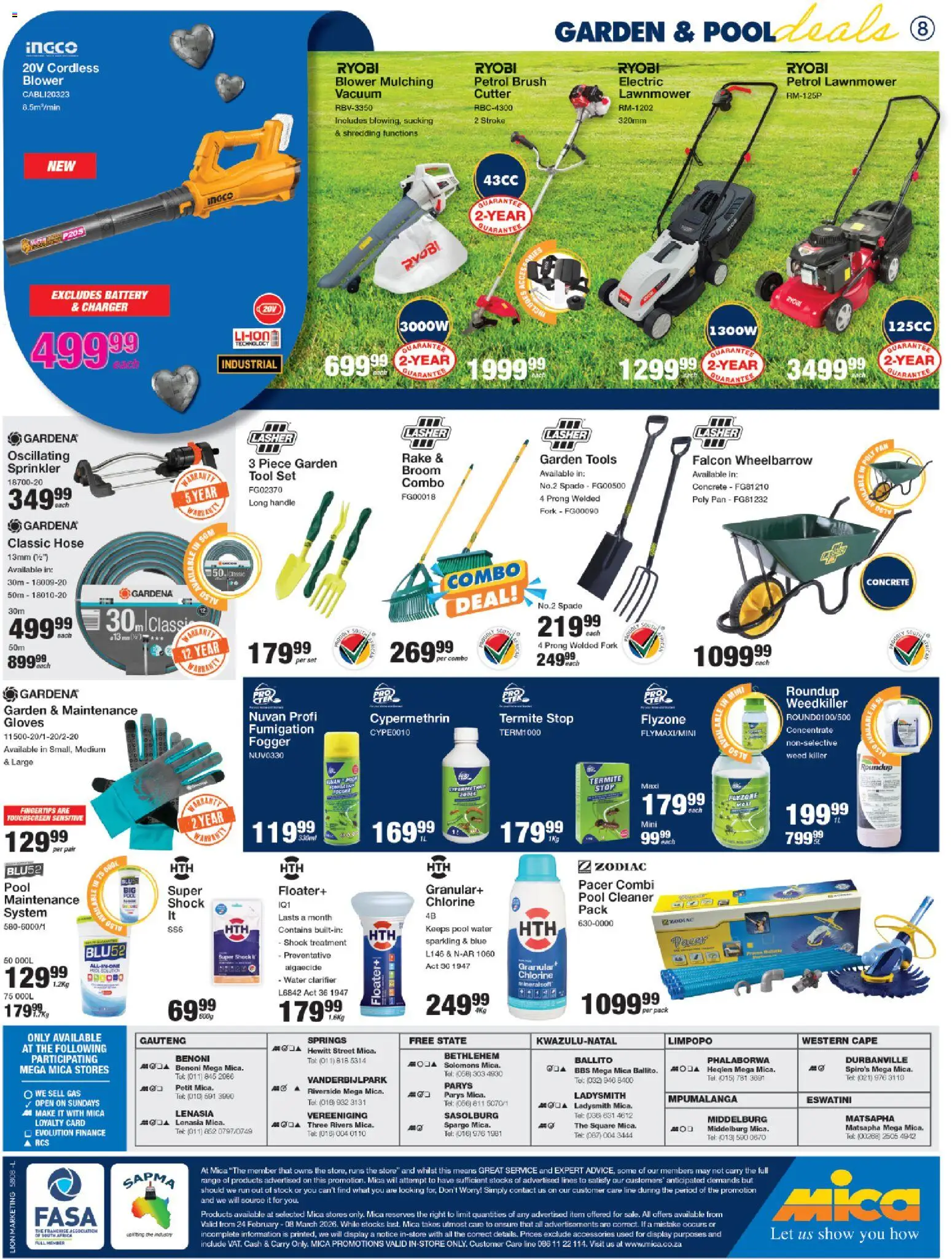 New MICA catalogue – valid from 24.02.2026 | Page: 8 | Products: Cutter, Battery, Charger, Water