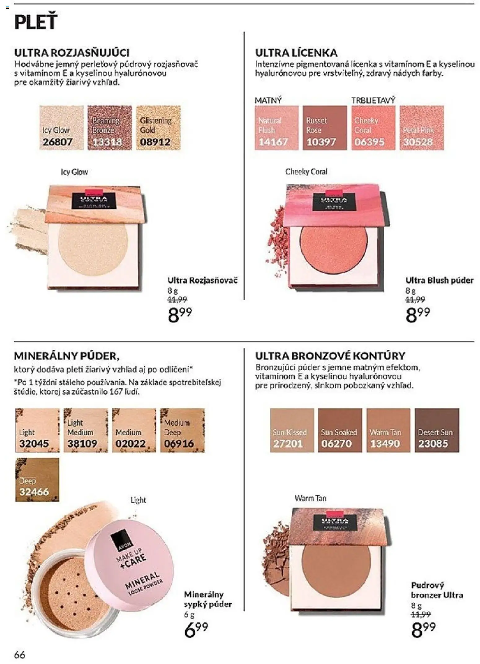 Nové Avon akcie – leták je platný od 01.02.2026 | Strana: 66 | Produkty: Púder, Bronzer, Lícenka, Rozjasňovač