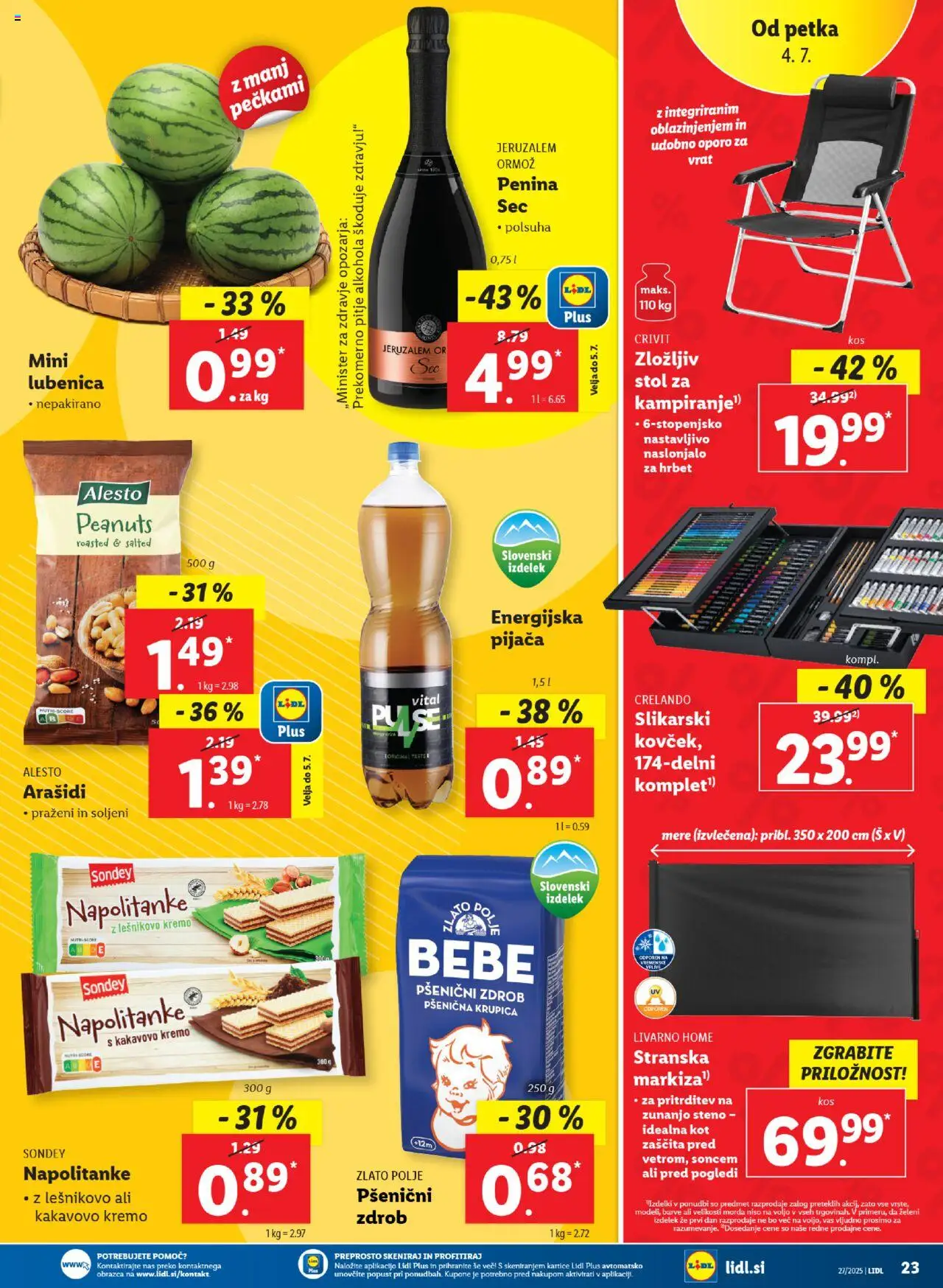 Lidl - Maribor │ velja od 03.07.2025 | Stran: 37 | Izdelki: Lubenica, Napolitanke, Arašidi, Stol