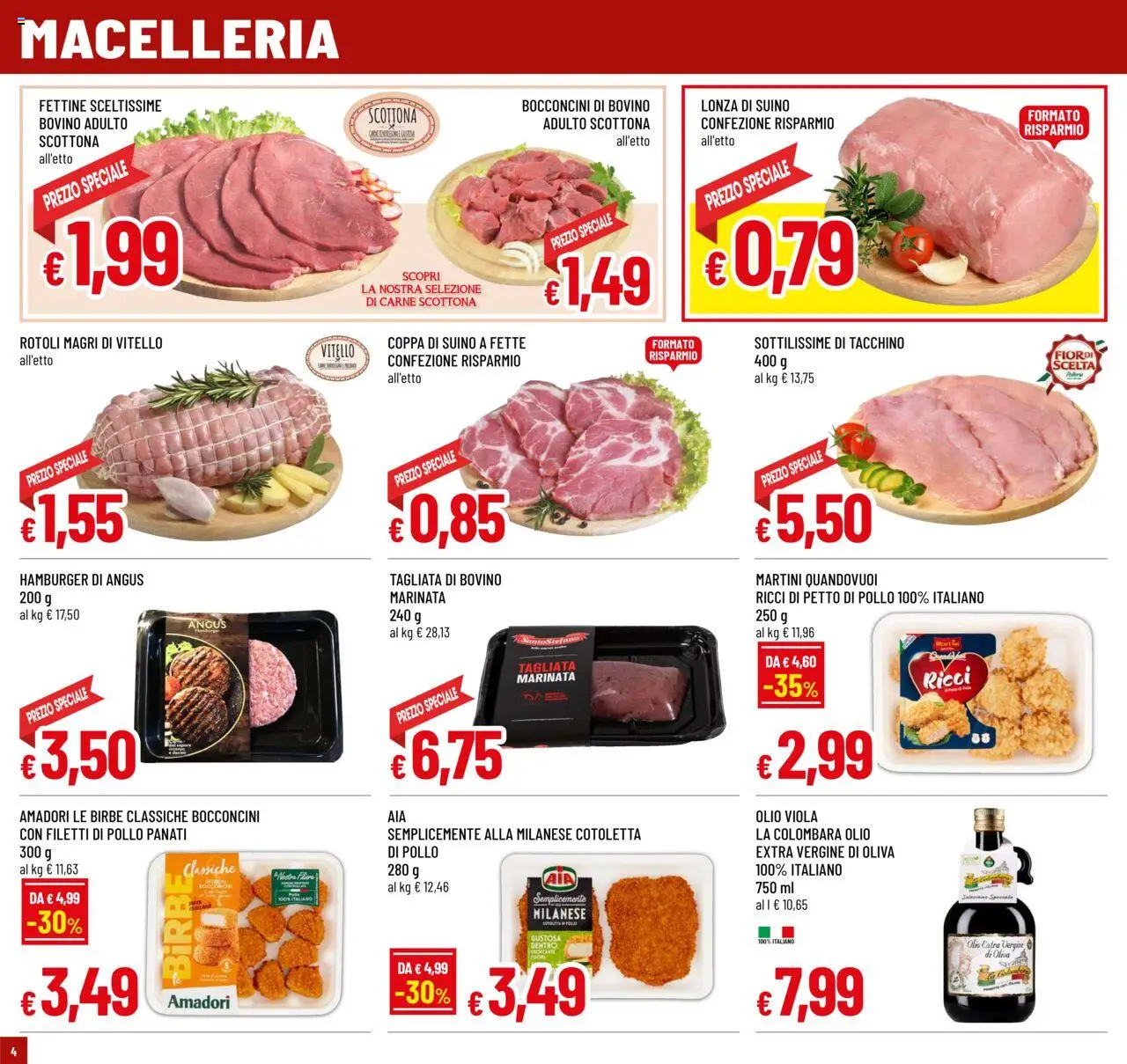 Volantino Galassia del 16.10.2025 | Pagina: 4 | Prodotti: Petto di Pollo, Pollo, Tacchino, Hamburger