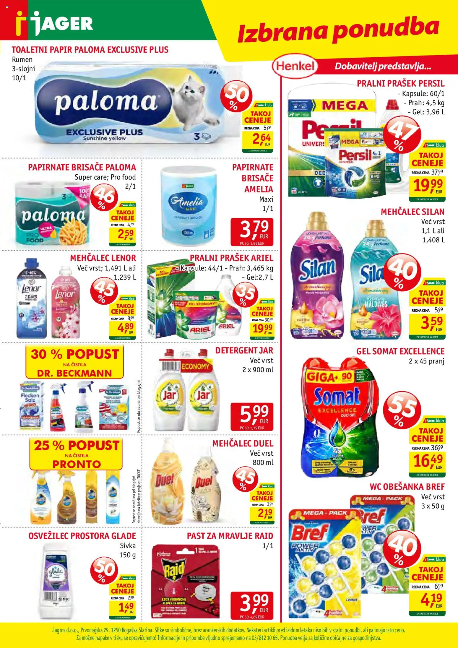 Novi Jager katalog ponudbe – veljaven od 08.04.2026 | Stran: 15 | Izdelki: Mehčalec, Toaletni papir, Papirnate brisače, Detergent