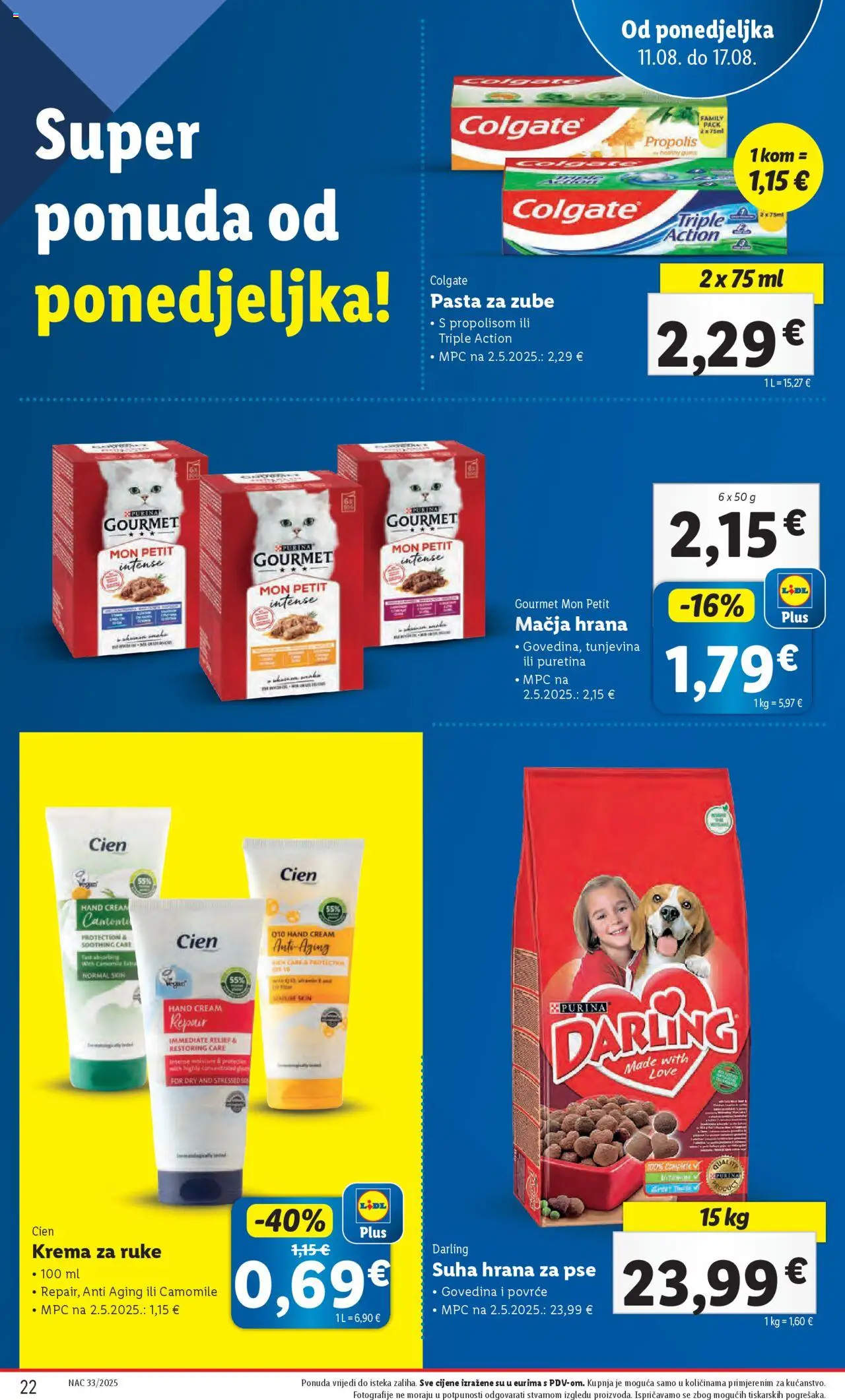 Lidl katalog | vrijedi od 11.08.2025 | Stranica: 22 | Proizvodi: Puretina, Krema za ruke, Govedina, Povrće