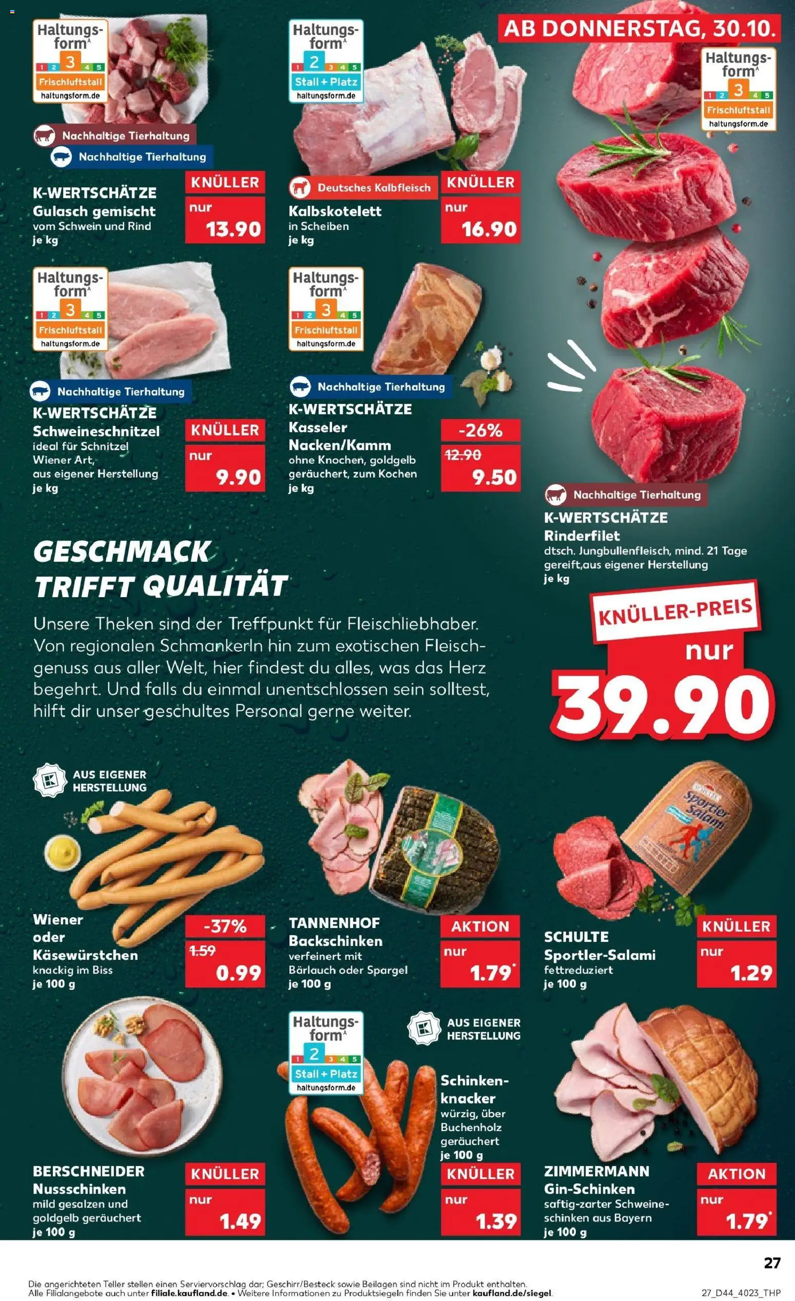 Kaufland prospekt Dresden	 – gültig ab 30.10.2025 | Seite: 27 | Produkte: Rinderfilet, Spargel, Gulasch, Schinken