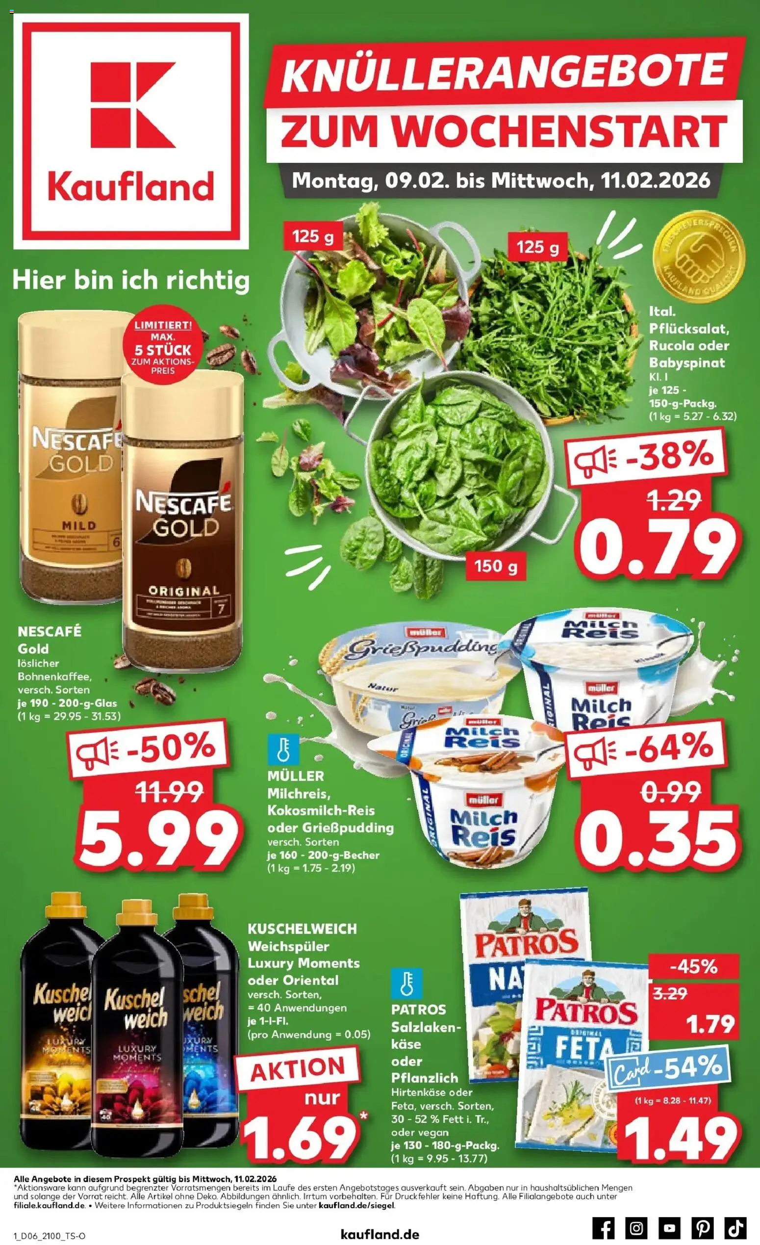 Kaufland prospekt Speyer	 – gültig ab 09.02.2026 | Seite: 1 | Produkte: Kuschelweich, Pudding, Weichspüler, Reis