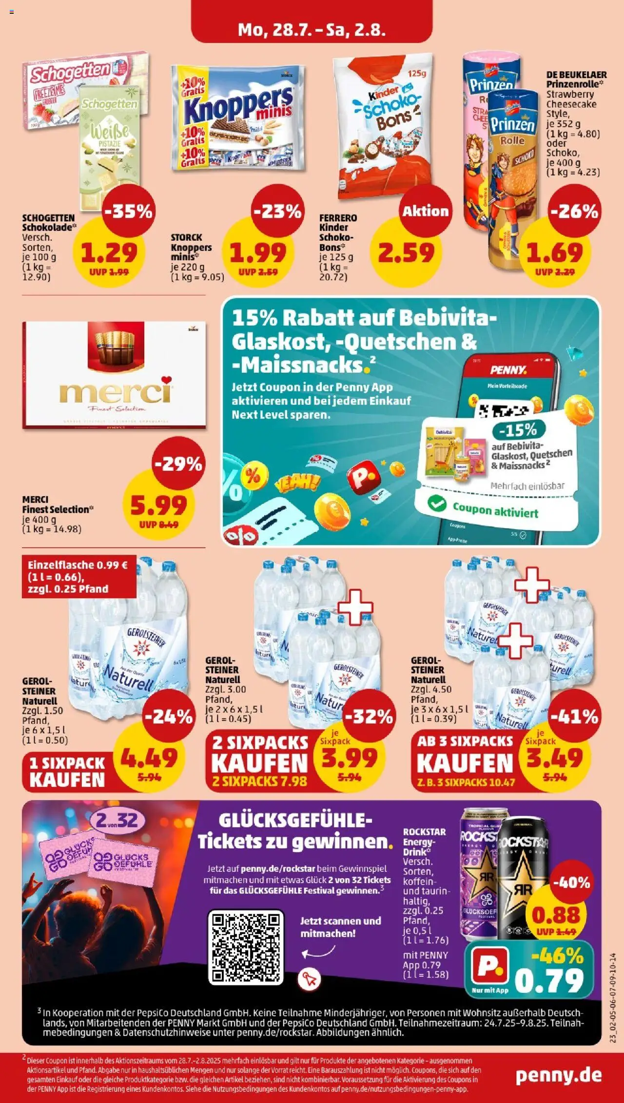 Penny -  Baden-Württemberg - gültig ab dem 28.07.2025 | Seite: 23 | Produkte: Merci, Energy, Knoppers, Gerolsteiner