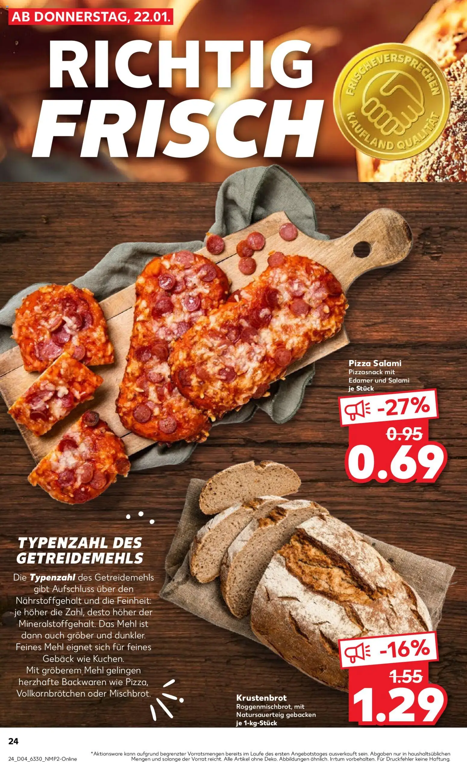 Kaufland prospekt Hamburg	 – gültig ab 22.01.2026 | Seite: 24 | Produkte: Mehl, Edamer, Salami, Pizza