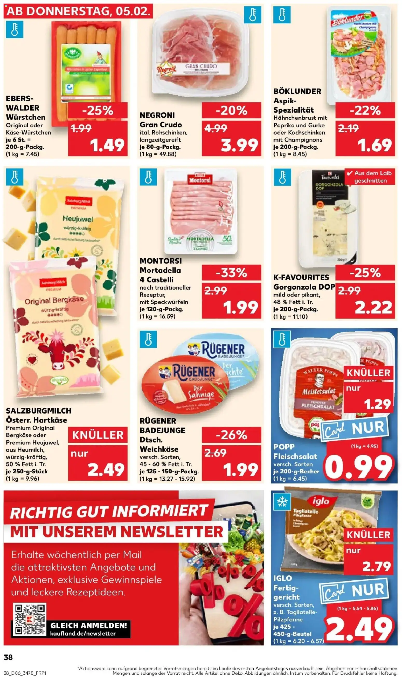 Kaufland prospekt Unterwellenborn	 – gültig ab 09.02.2026 | Seite: 38 | Produkte: Iglo, Champignons, Paprika, Hahnchenbrust