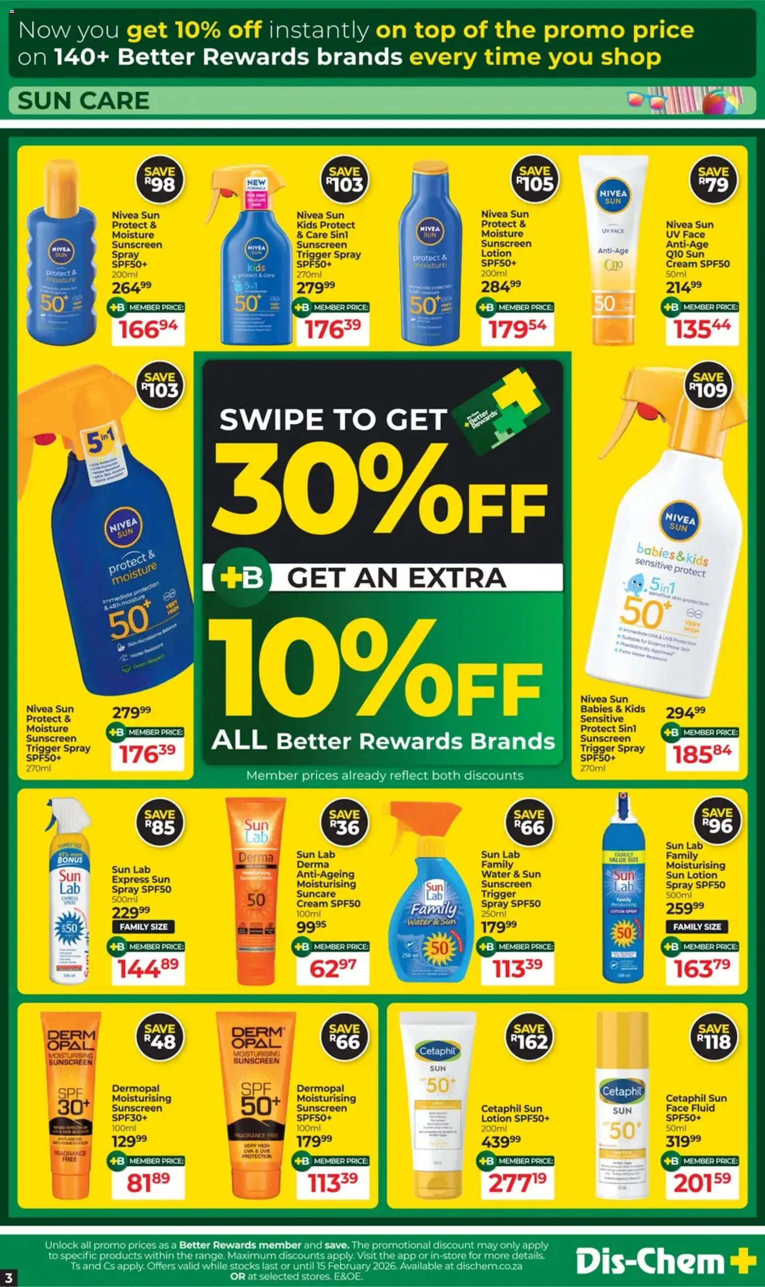 New Dis-Chem catalogue – valid from 13.01.2026 | Page: 3 | Products: Fragrance, Cream, Sunscreen, Water