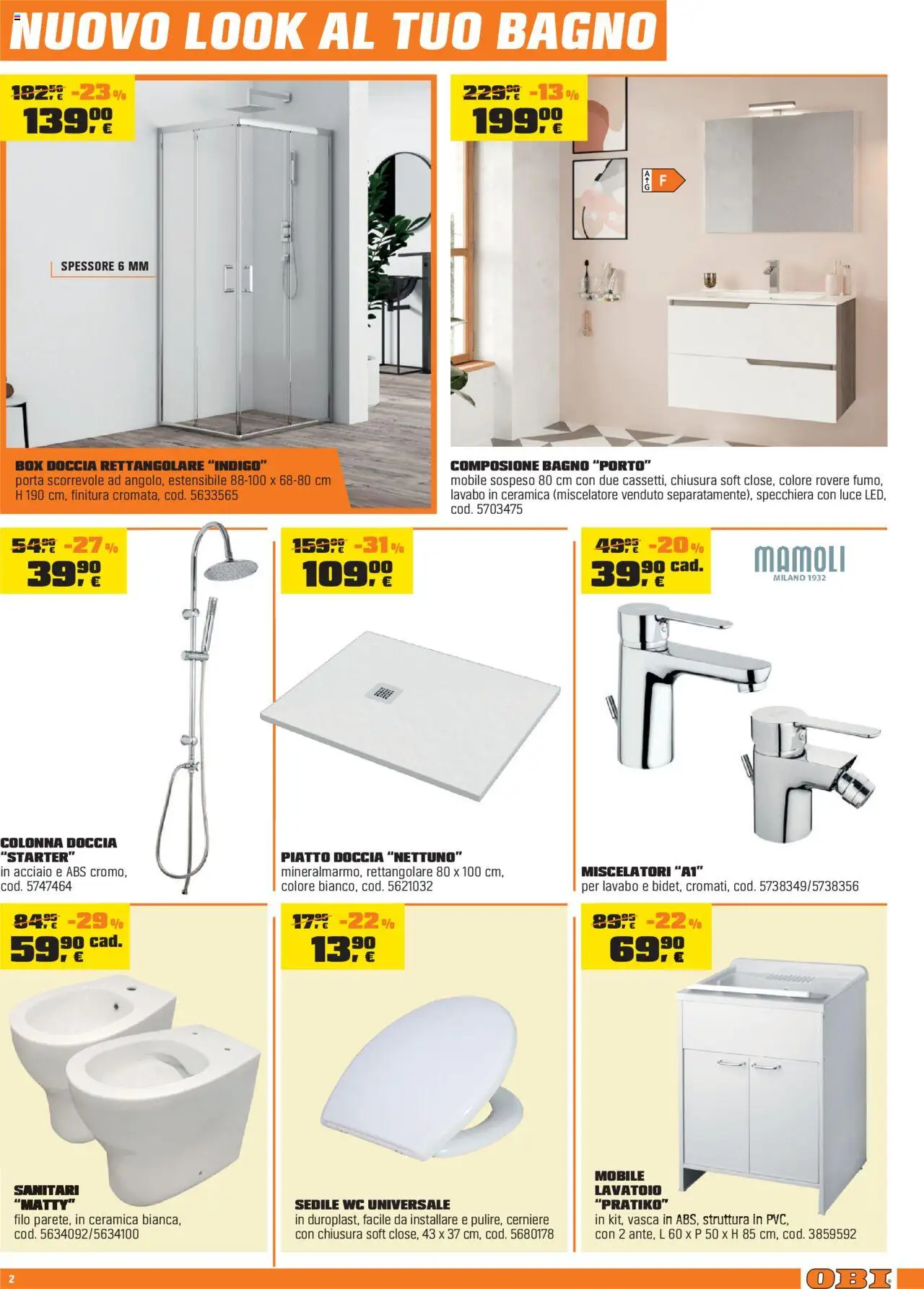 Volantino OBI del 02.10.2025 | Pagina: 2 | Prodotti: Mobile, Box doccia, Miscelatore, Bagno