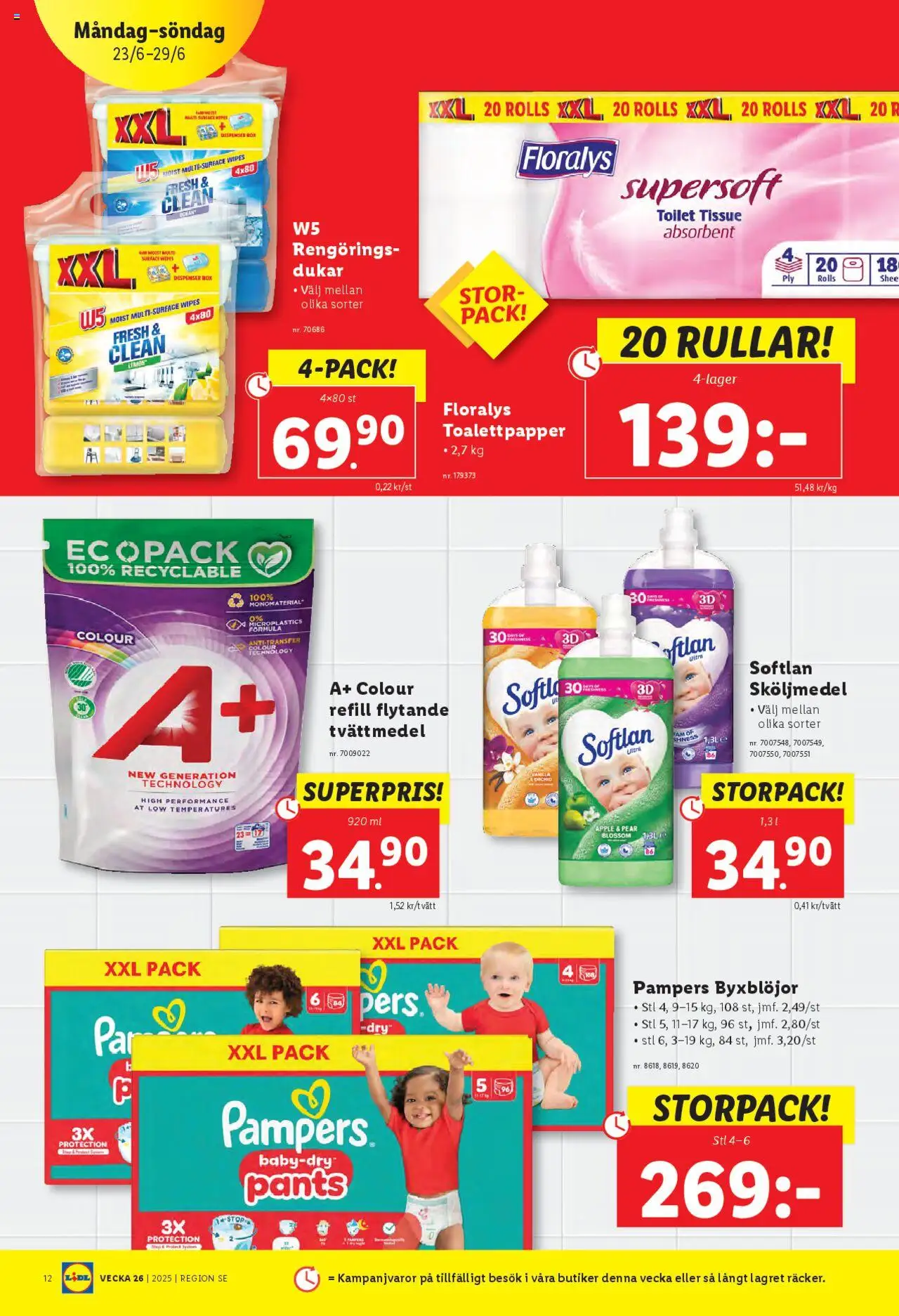 Lidl reklamblad aktuell från 23.06.2025 | Sida: 13 | Produkter: Sköljmedel, Toalett, Äpple, Papper