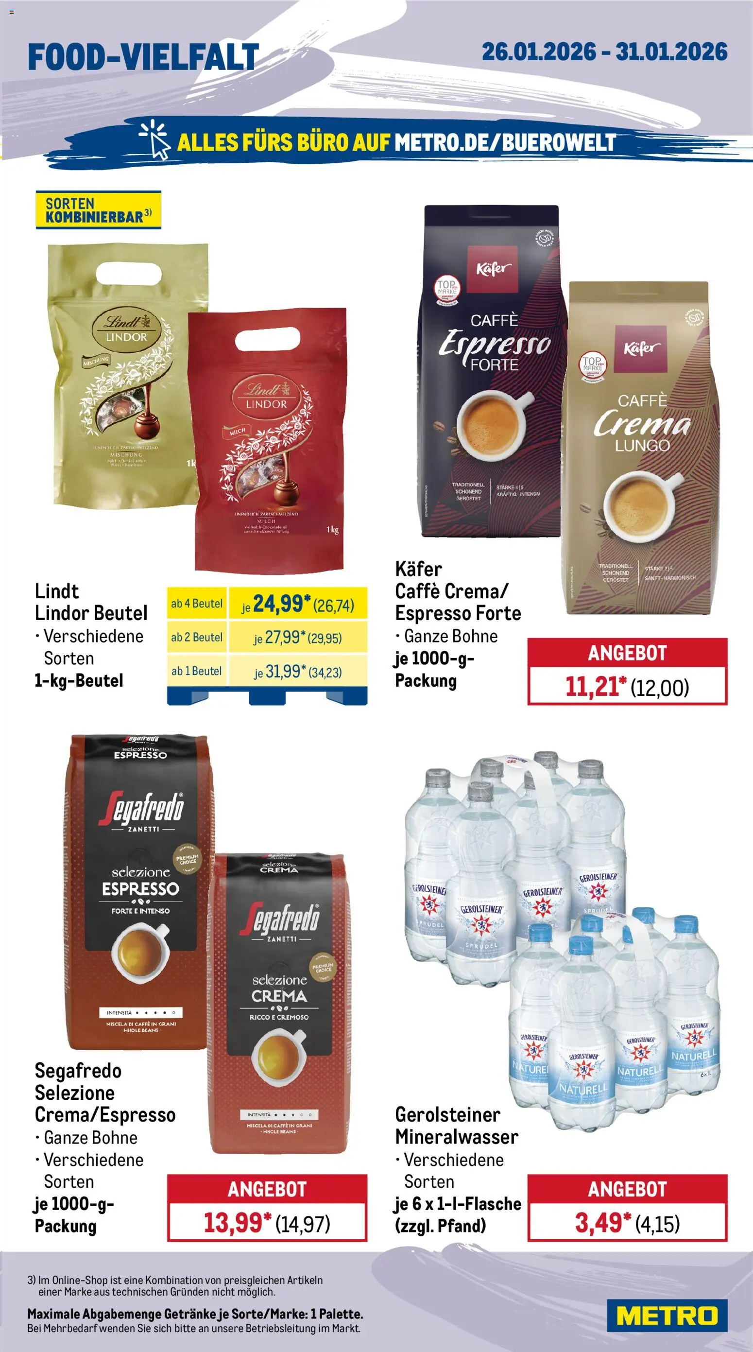 Metro Prospekt 	 – gültig ab 26.01.2026 | Seite: 15 | Produkte: Milch, Mineralwasser, Segafredo, Gerolsteiner