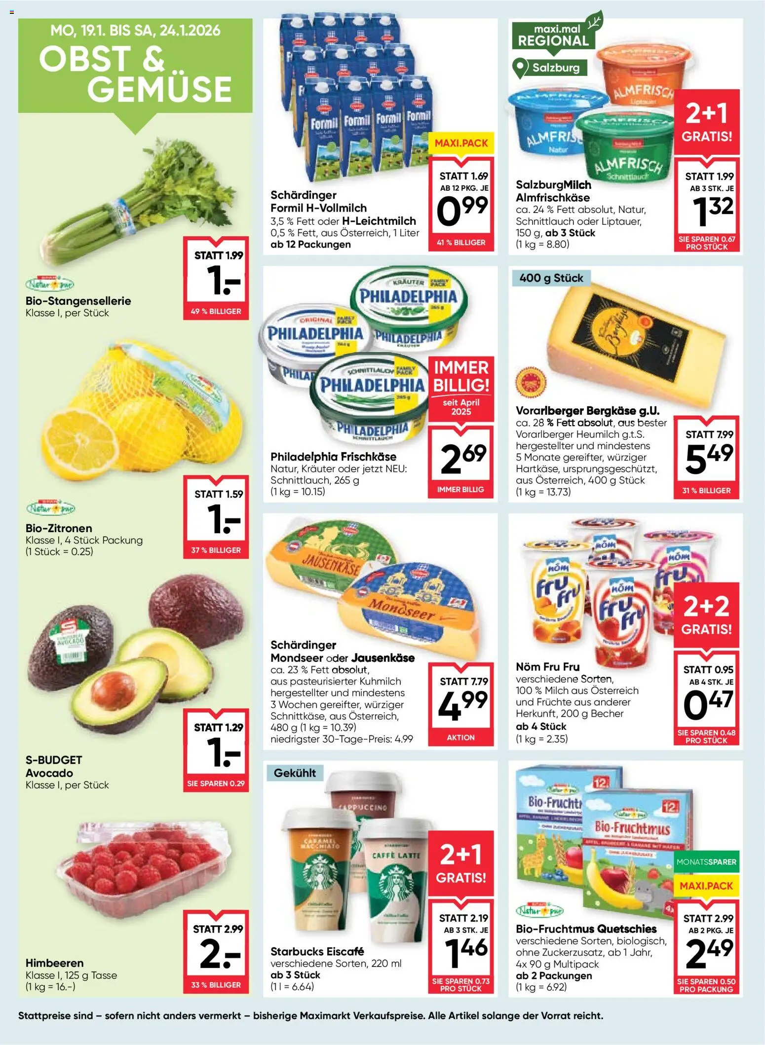 Maximarkt  Flugblatt gültig ab 22.01.2026 | Seite: 10 | Produkte: Avocado, Gemüse, Obst, Milch