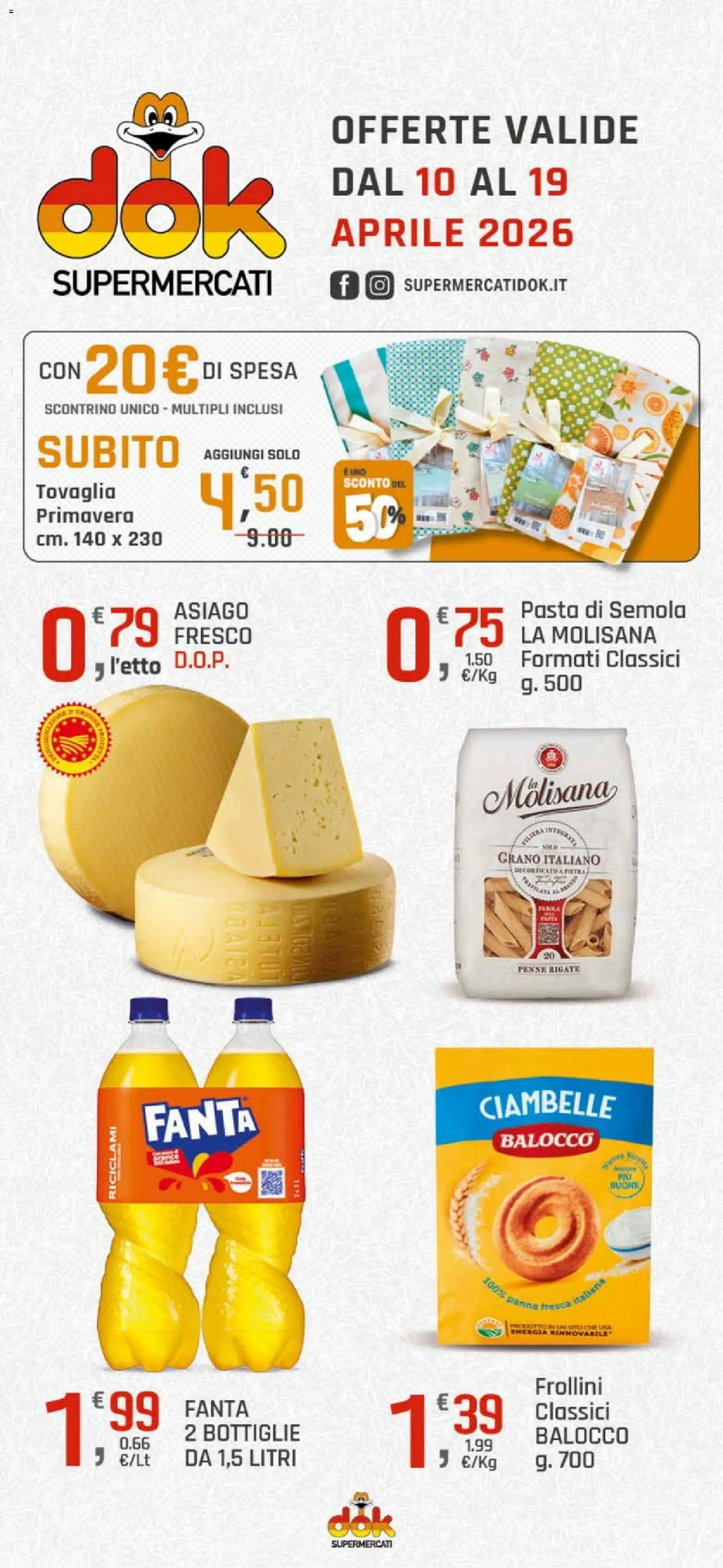 Volantino DOK del 10.04.2026 | Pagina: 1 | Prodotti: Ciambelle, Pasta, Frollini, Penne