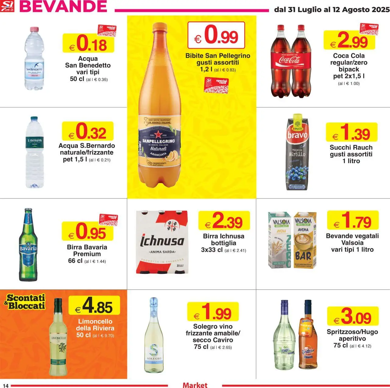 Volantino Sì con Te del 31.07.2025 | Pagina: 14 | Prodotti: Arance, Acqua, Vino, Limoncello