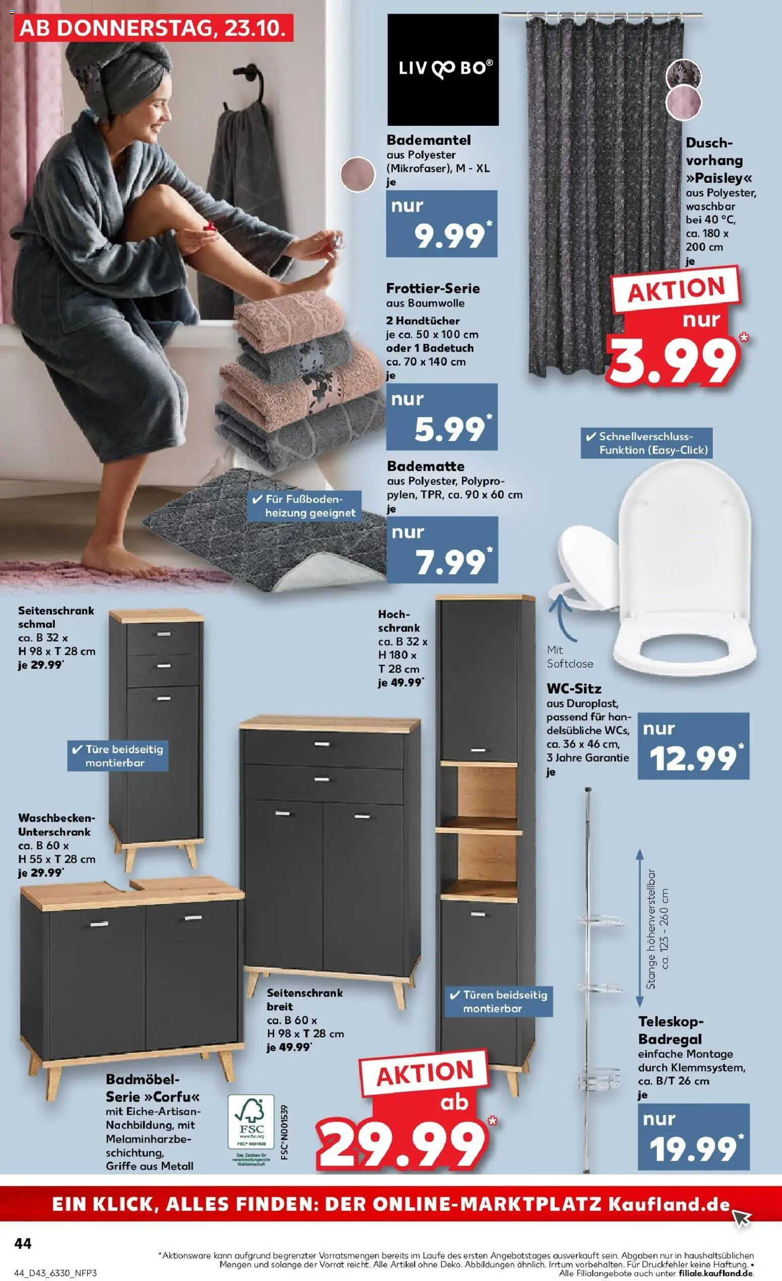 Kaufland prospekt Detmold	 – gültig ab 27.10.2025 | Seite: 44 | Produkte: Schrank, Waschbecken, Badregal, Bademantel