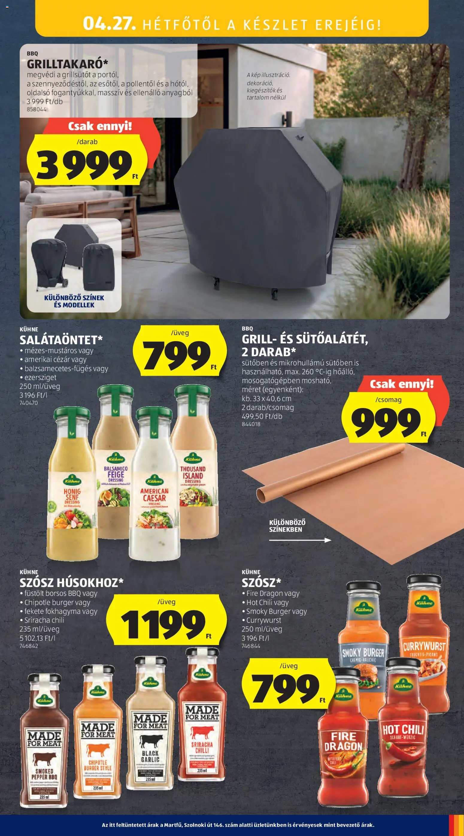 Aldi akciós ujság - amely érvényes a következő dátumtól: 23.04.2026 | Oldal: 45 | Termékek: Fokhagyma, Chili, Grill, Szósz