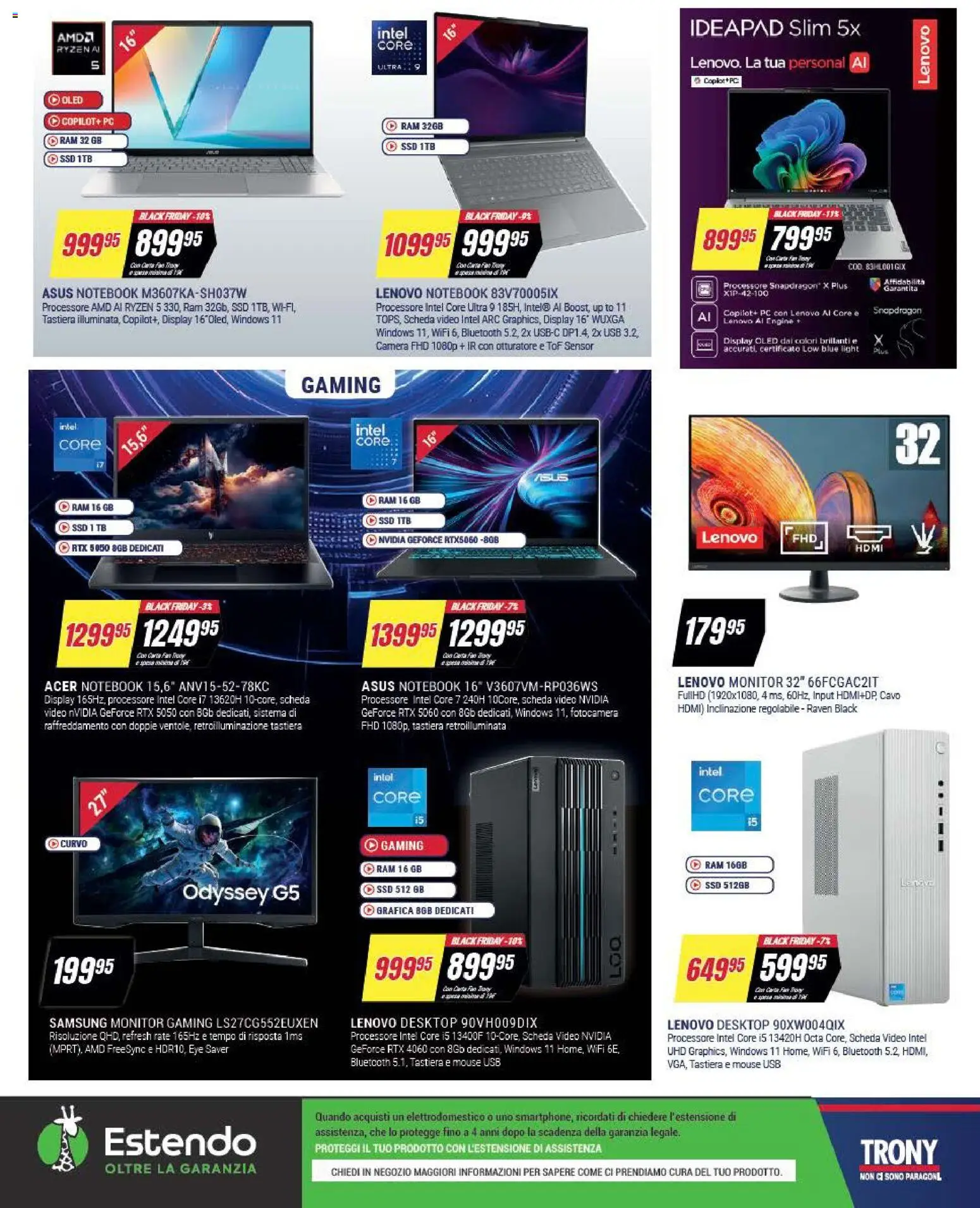 Volantino Trony volantino Calabria del 19.03.2026 | Pagina: 10 | Prodotti: Notebook, Fotocamera, Cavo, Samsung