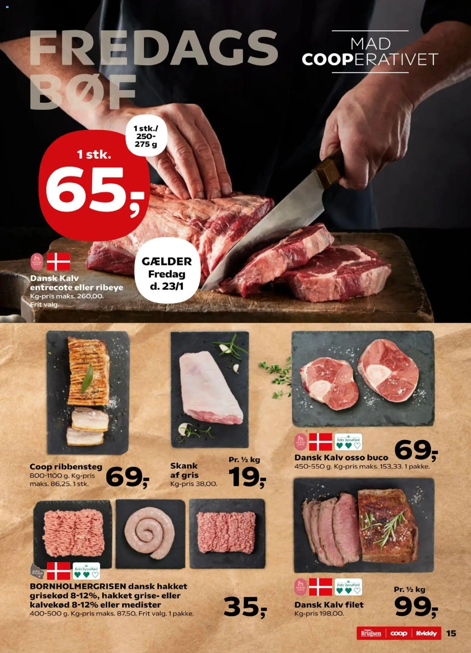 Super Brugsen tilbudsavis – gyldig fra 22.01.2026 | Side: 15 | Produkter: Entrecote