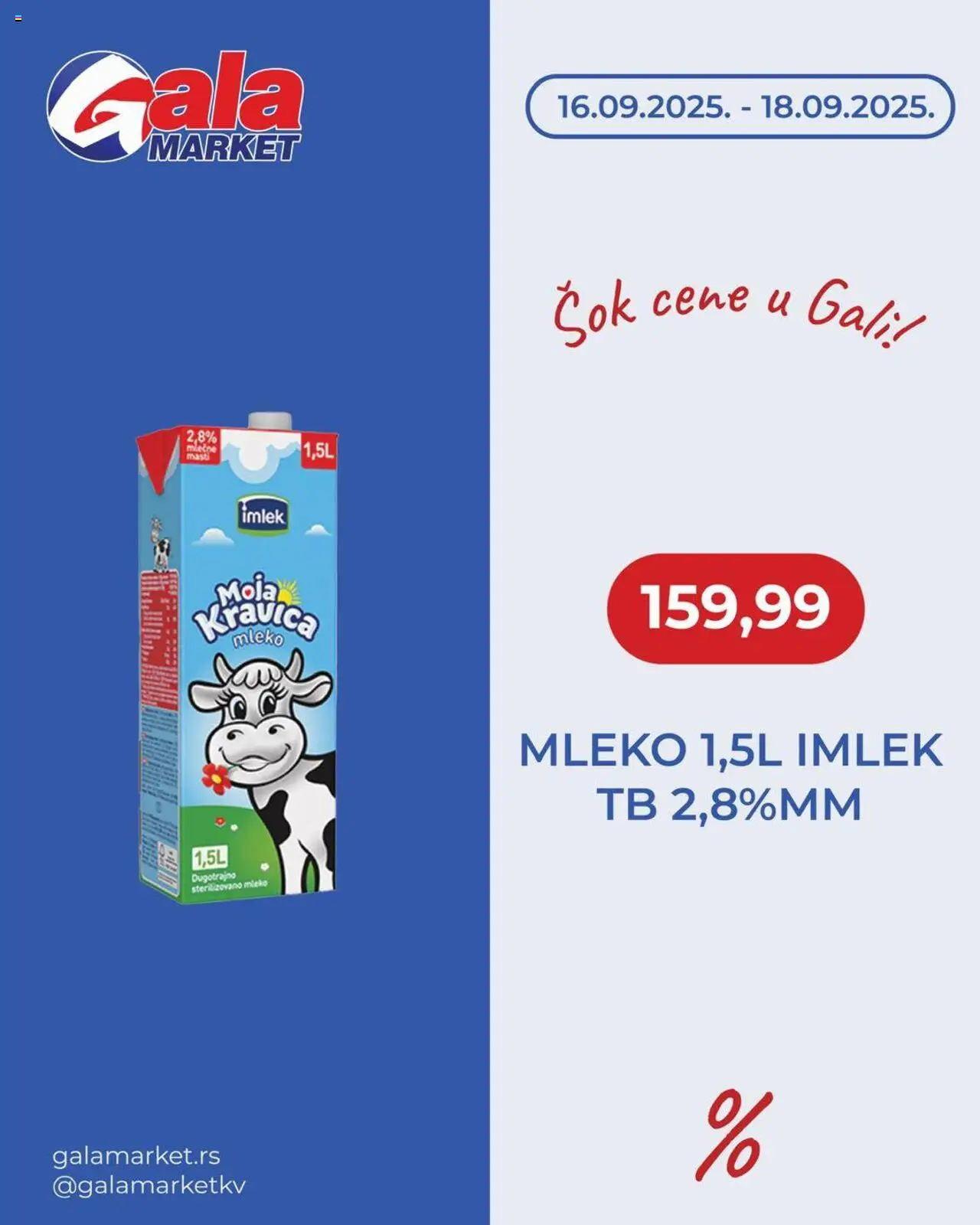 Gala MARKET katalog - važi od 16.09.2025 | Strana: 2 | Proizvode: Mleko, Sok