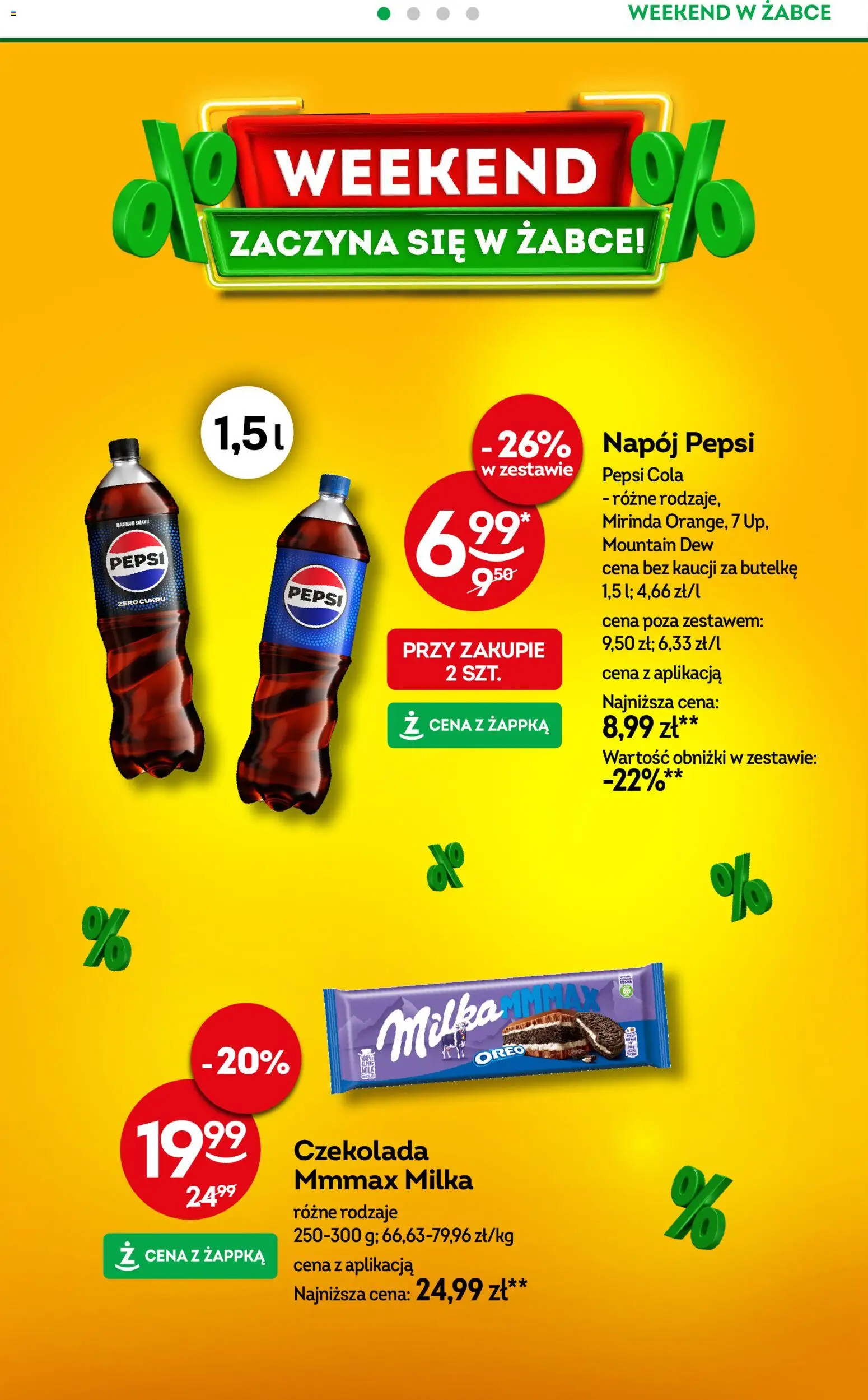 Żabka Gazetka - Weekendowe promocje od 19.12.2025 | Strona: 2 | Produkty: Pepsi, Milka, Czekolada