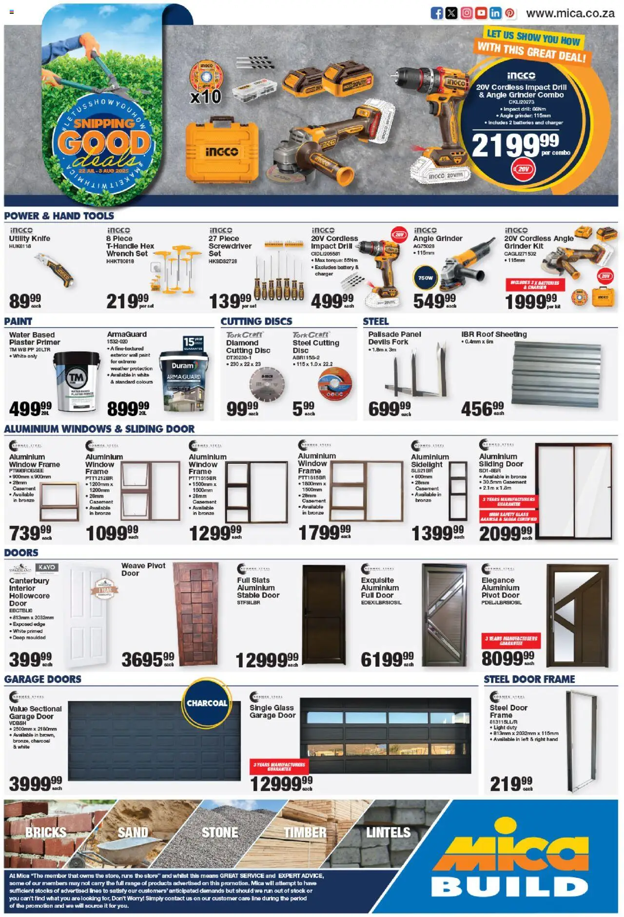 MICA North West Build │ valid from 22.07.2025 | Page: 1 | Products: Primer, Grinder, Door frame, Angle grinder