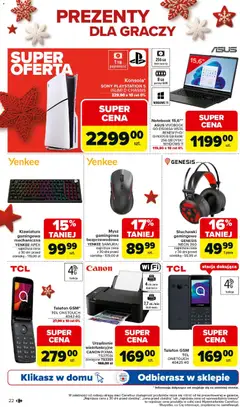 Pogląd oferty "Carrefour Gazetka - Święta spełnionych marzeń" - ważna od 01.12.2025 | Strona: 22 | Produkty: Telefon, Mysz, Klawiatura, Notebook