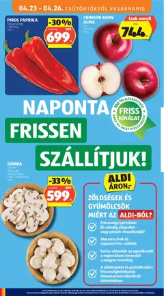 GOMBA, többféle 500 g vagy 400 g/csomag - amely érvényes a következő dátumtól: 23.04.2026 | Oldal: 4 | Termékek: Gomba, Alma