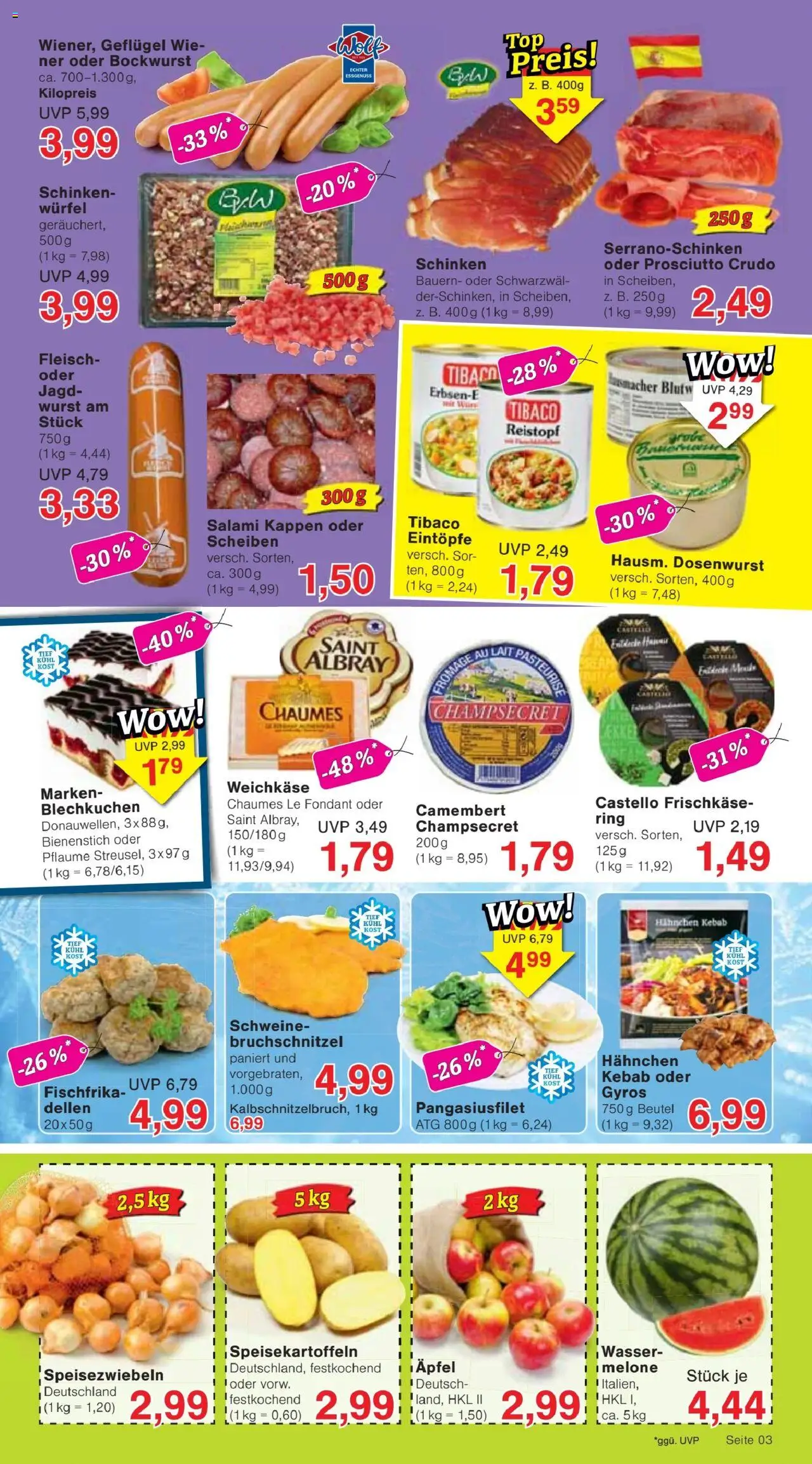Jawoll Prospekt - gültig ab dem 23.06.2025 | Seite: 3 | Produkte: Bockwurst, Äpfel, Wurst, Melone