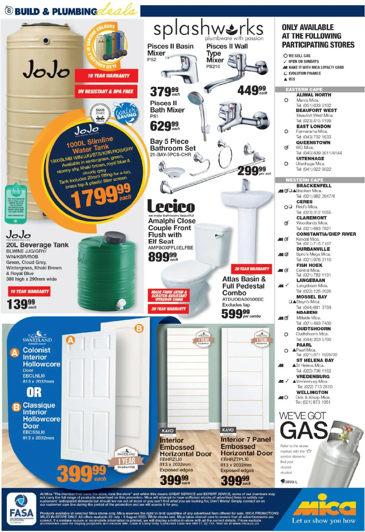 MICA National Leaflet │ valid from 22.07.2025 | Page: 10 | Products: Monitor, Mixer, Fish, Tap