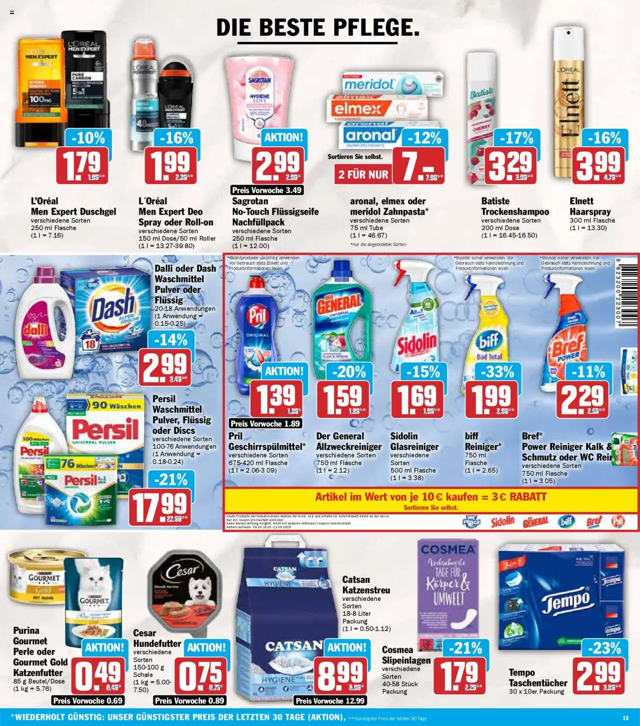 AEZ - Prospekt – gültig ab 08.09.2025 | Seite: 15 | Produkte: Haarspray, Duschgel, Waschmittel, Pril