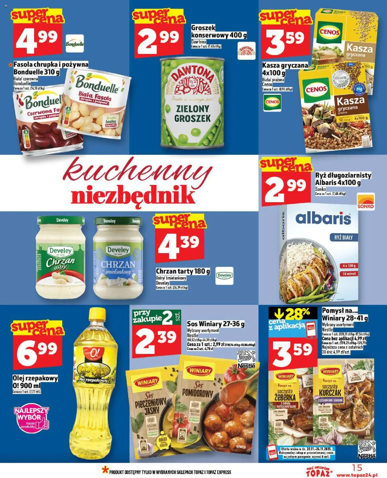 Topaz Gazetka od 20.11.2025 | Strona: 15 | Produkty: Kurczak, Chrzan, Ryż, Sos