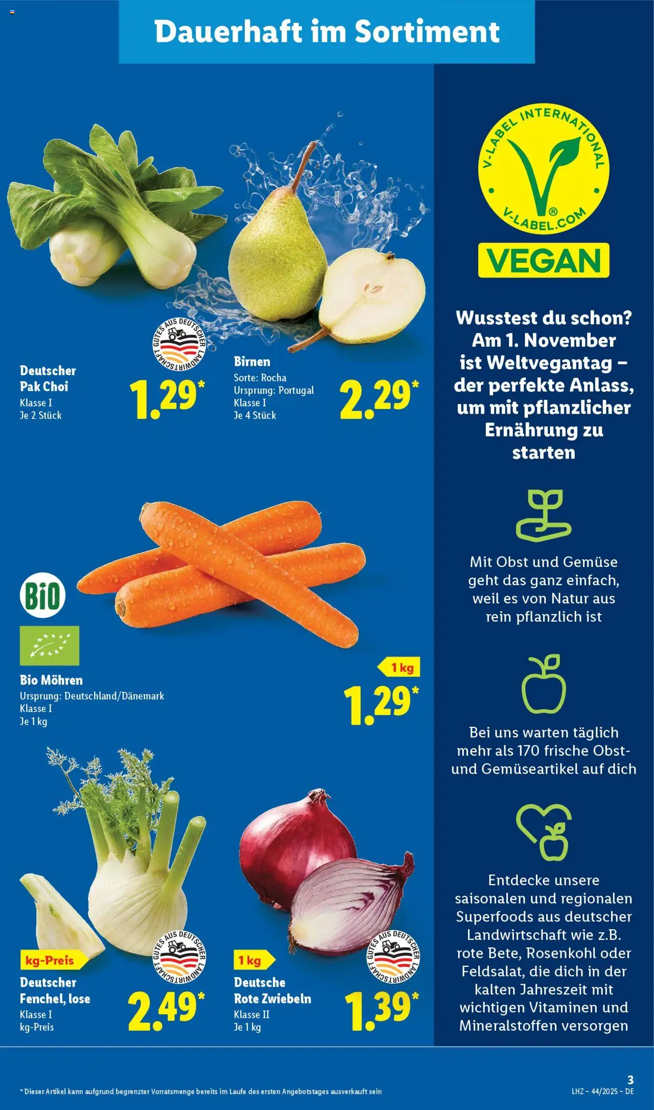 Lidl Prospekt Gundelsheim – gültig ab 27.10.2025 | Seite: 3 | Produkte: Mohren, Zwiebeln, Gemüse, Obst