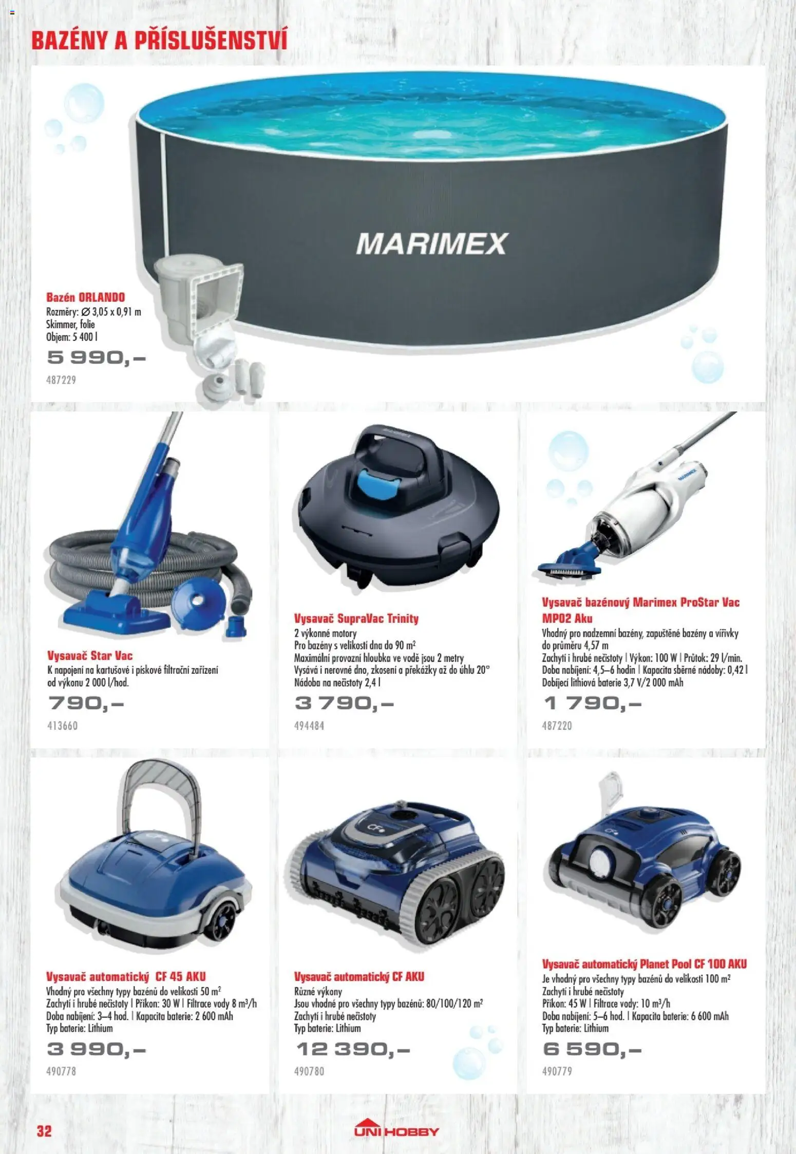 Uni Hobby katalog - Nábytek, grily a bazény 2026 od 10.04.2026 | Strana: 32 | Produkty: Fólie, Vysavač, Bazén, Baterie