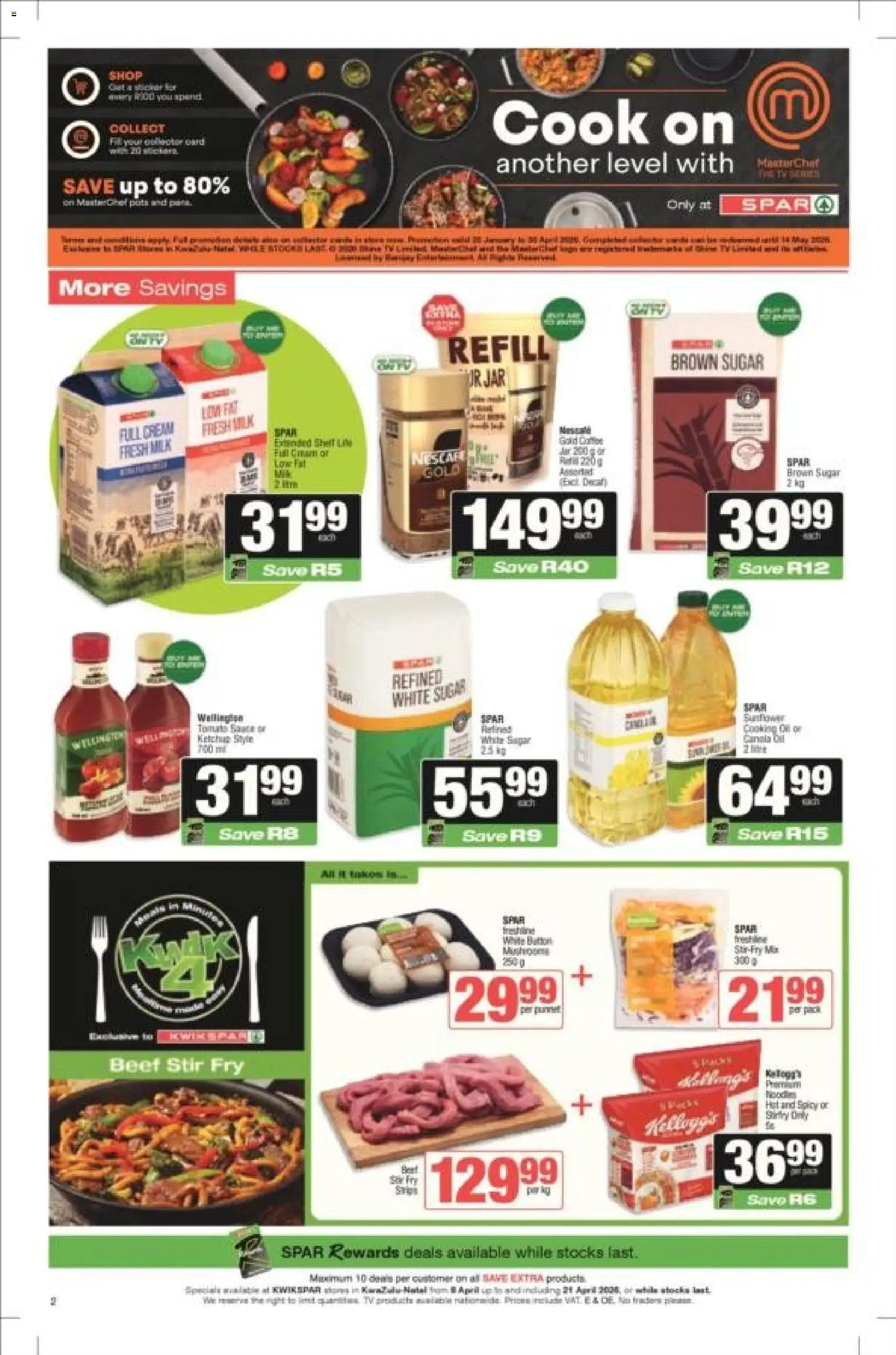 New KWIKSPAR catalogue – valid from 08.04.2026 | Page: 2 | Products: Beef, Tomato sauce, Cream, Sauce