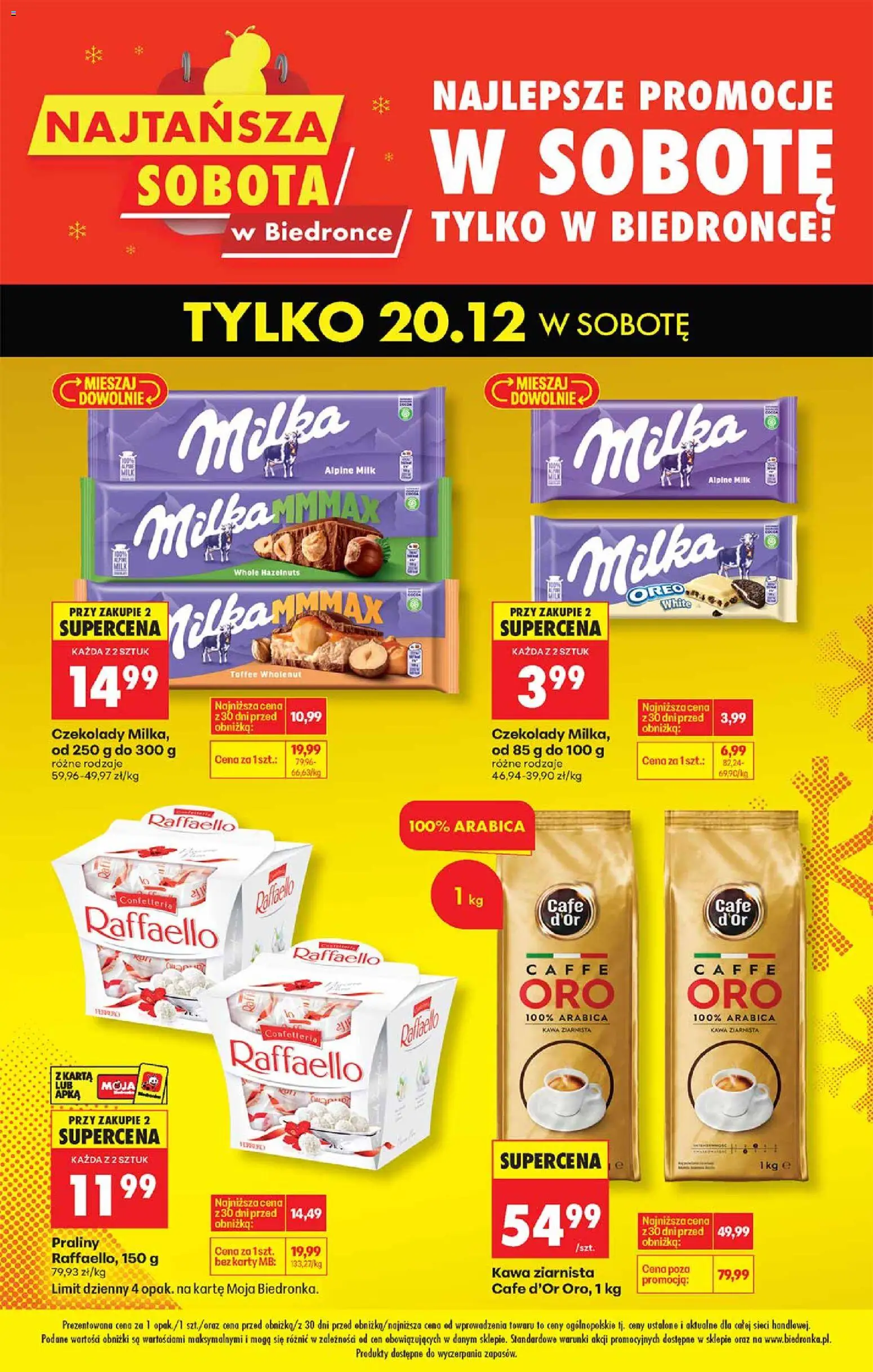 Biedronka gazetka - Najtańsza sobota od 20.12.2025 | Strona: 2 | Produkty: Praliny, Kawa ziarnista, Milka, Kawa
