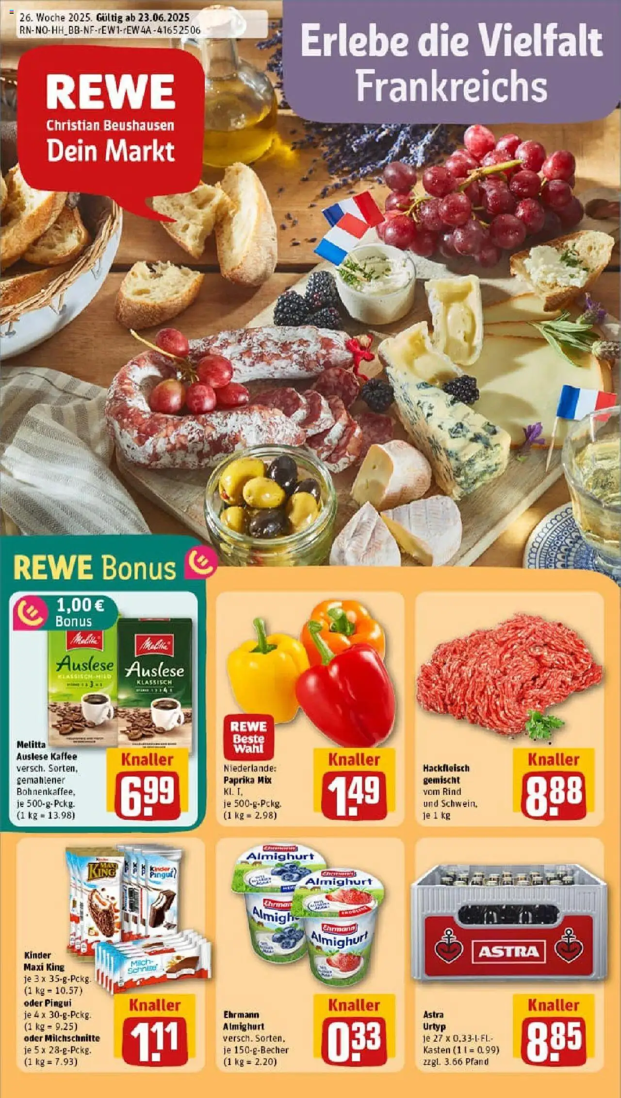 Rewe prospekt Hamburg	 - gültig ab dem 22.06.2025 | Seite: 1 | Produkte: Melitta, Ehrmann almighurt, Kaffee, Hackfleisch
