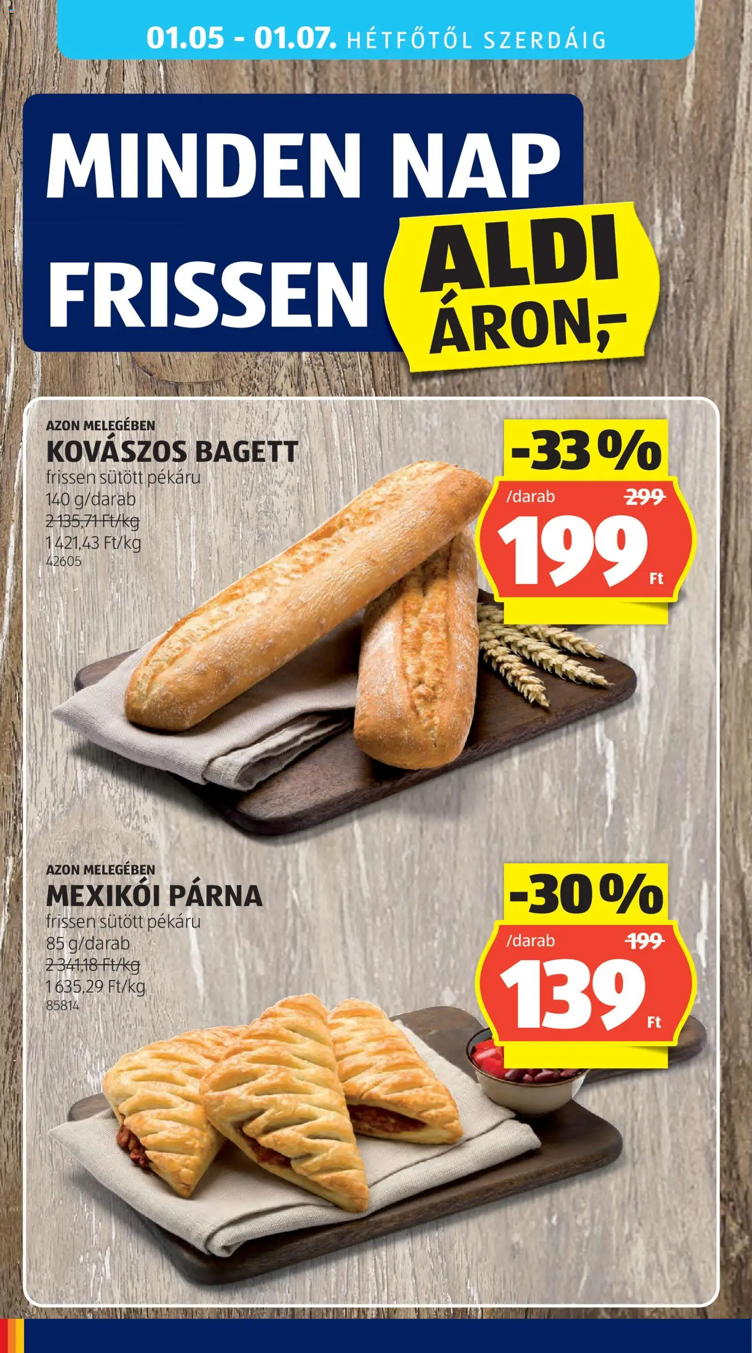 Aldi akciós ujság - amely érvényes a következő dátumtól: 02.01.2026 | Oldal: 30 | Termékek: Bagett, Párna