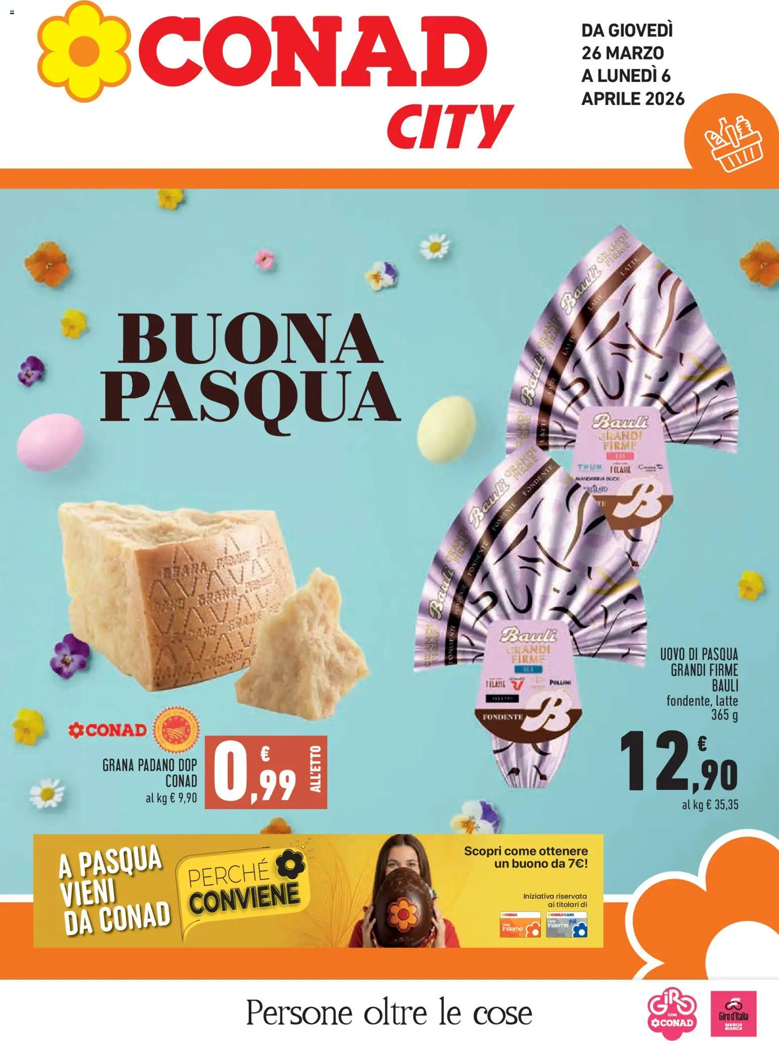 Volantino Conad del 26.03.2026 | Pagina: 1 | Prodotti: Latte, Grana Padano, Uovo di pasqua