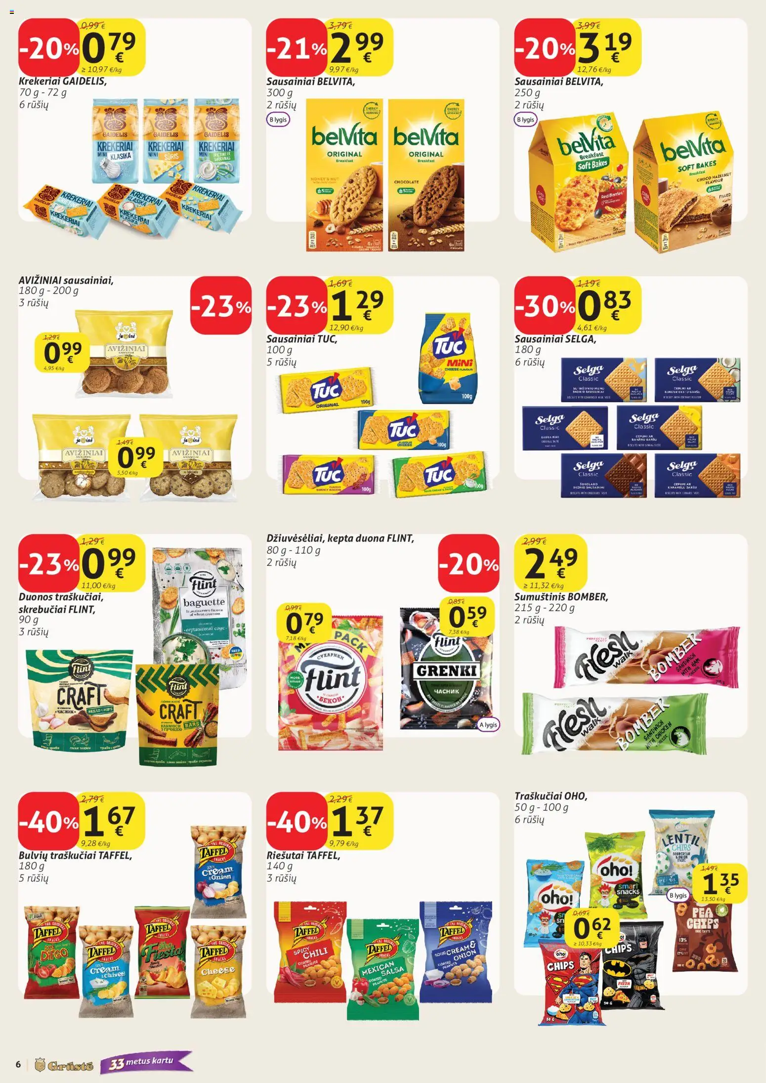 GRUSTE akcijos nuo 02.01.2026 | Puslapis: 6 | Prekių: Riešutai, Sūris, Duona, Grietinė