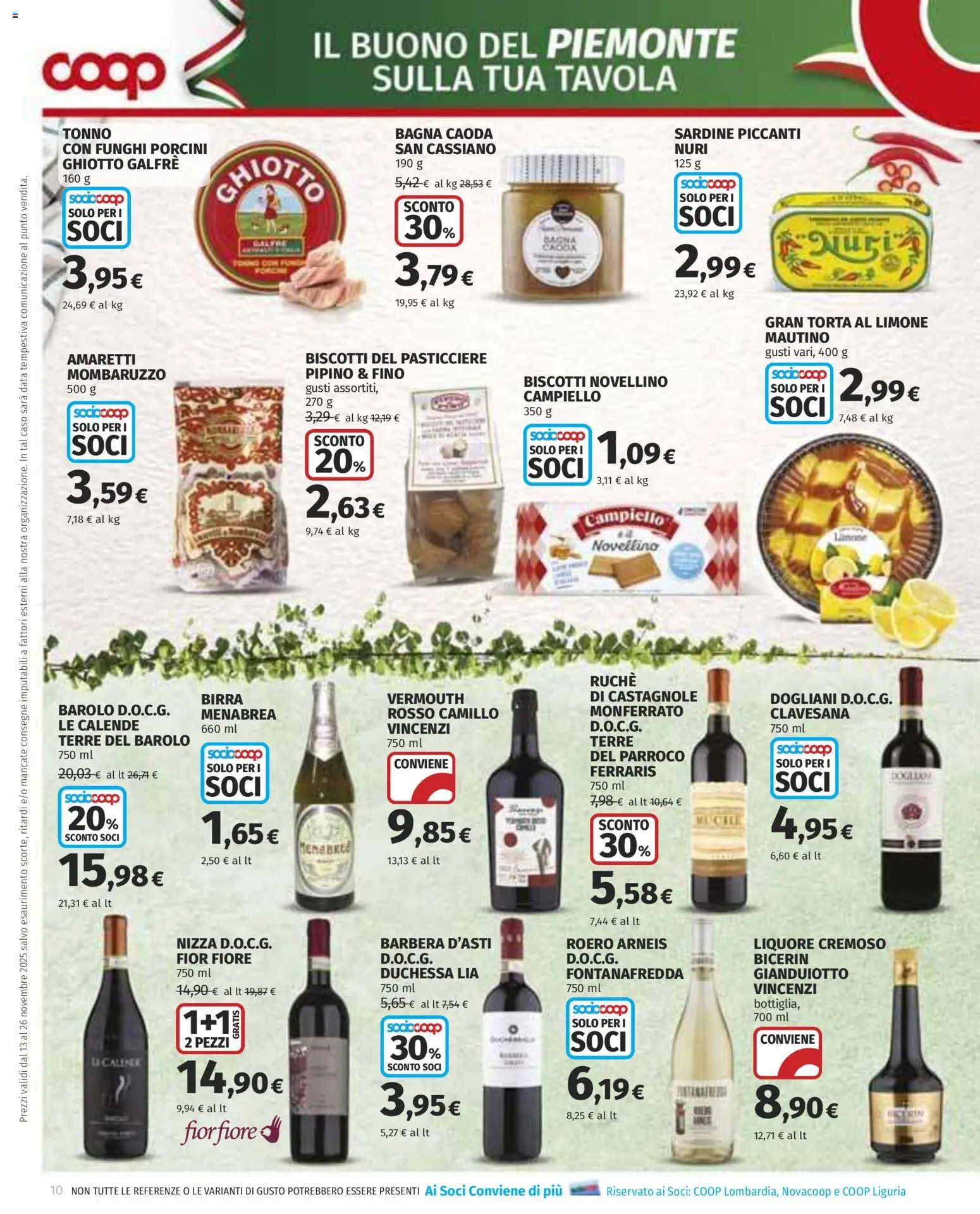 Volantino COOP del 13.11.2025 | Pagina: 10 | Prodotti: Birra, Biscotti, Funghi, Data