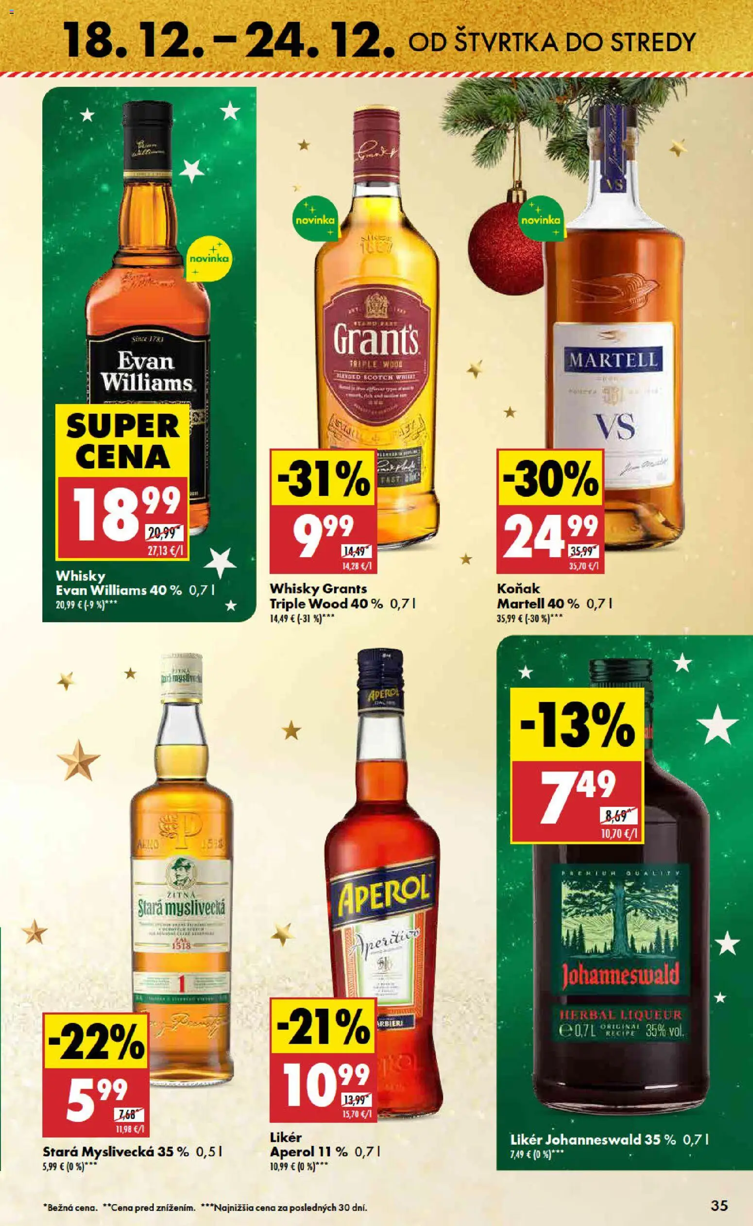 Nové Biedronka akcie – leták je platný od 18.12.2025 | Strana: 35 | Produkty: Whisky, Aperol, Koňak